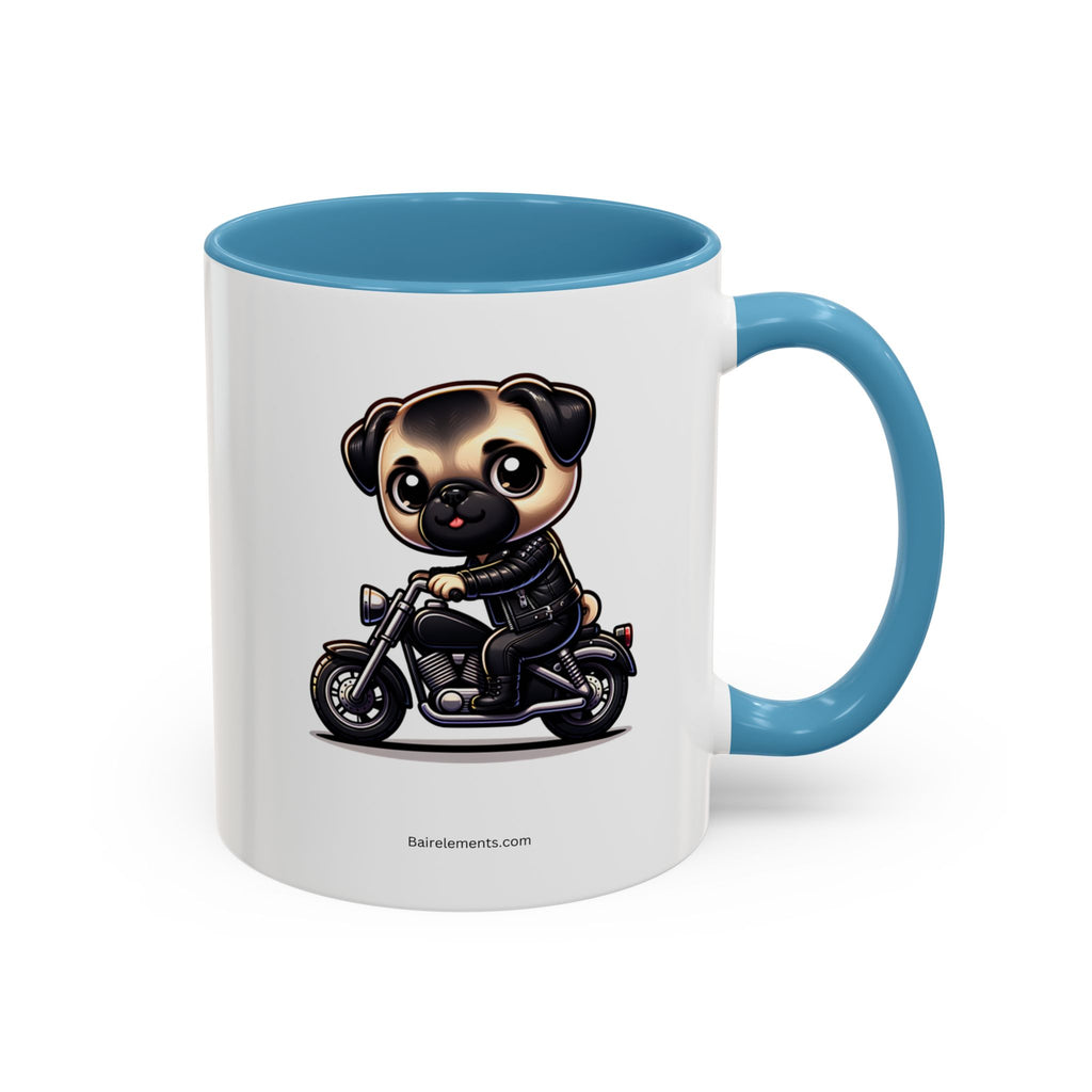 Personalized Motorcycle Pug Mug , Custom Dog Lover Coffee Cup