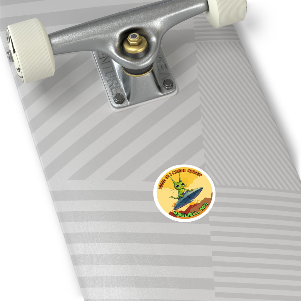 Roswell Alien Cat Stickers, Fun Decor, Laptop, Travel Mementos, Gift for UFO Lovers, Roswell Theme, Indoor/Outdoor Use