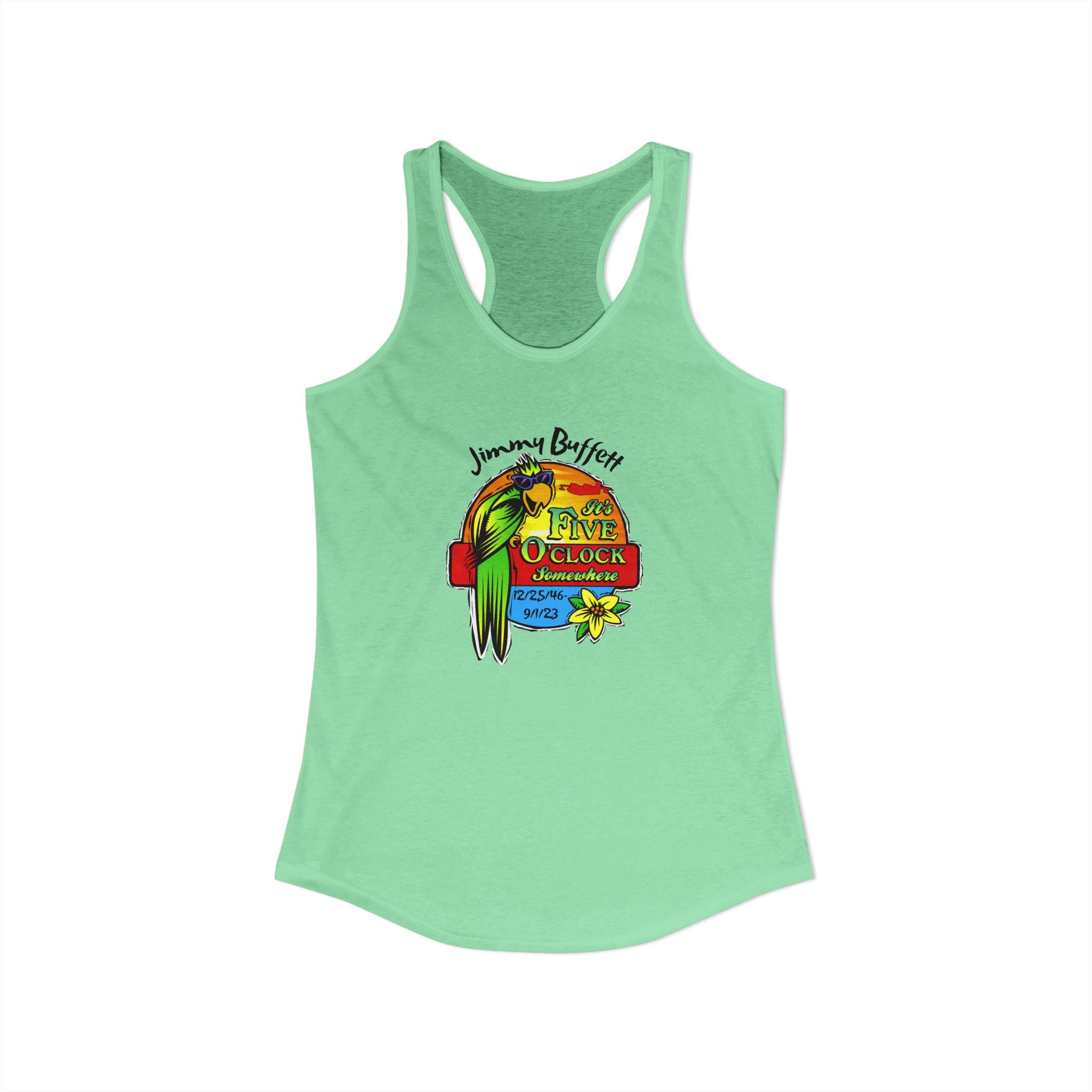 Its Five O'Clock Somewhere, Jimmy Buffett Women's Ideal Racerback Tank