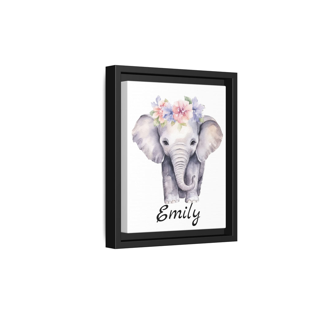 Personalized Baby Elephant Decor, Framed Picture Print, Gender Neutral Safari Animal Theme Gift, Matte Poster