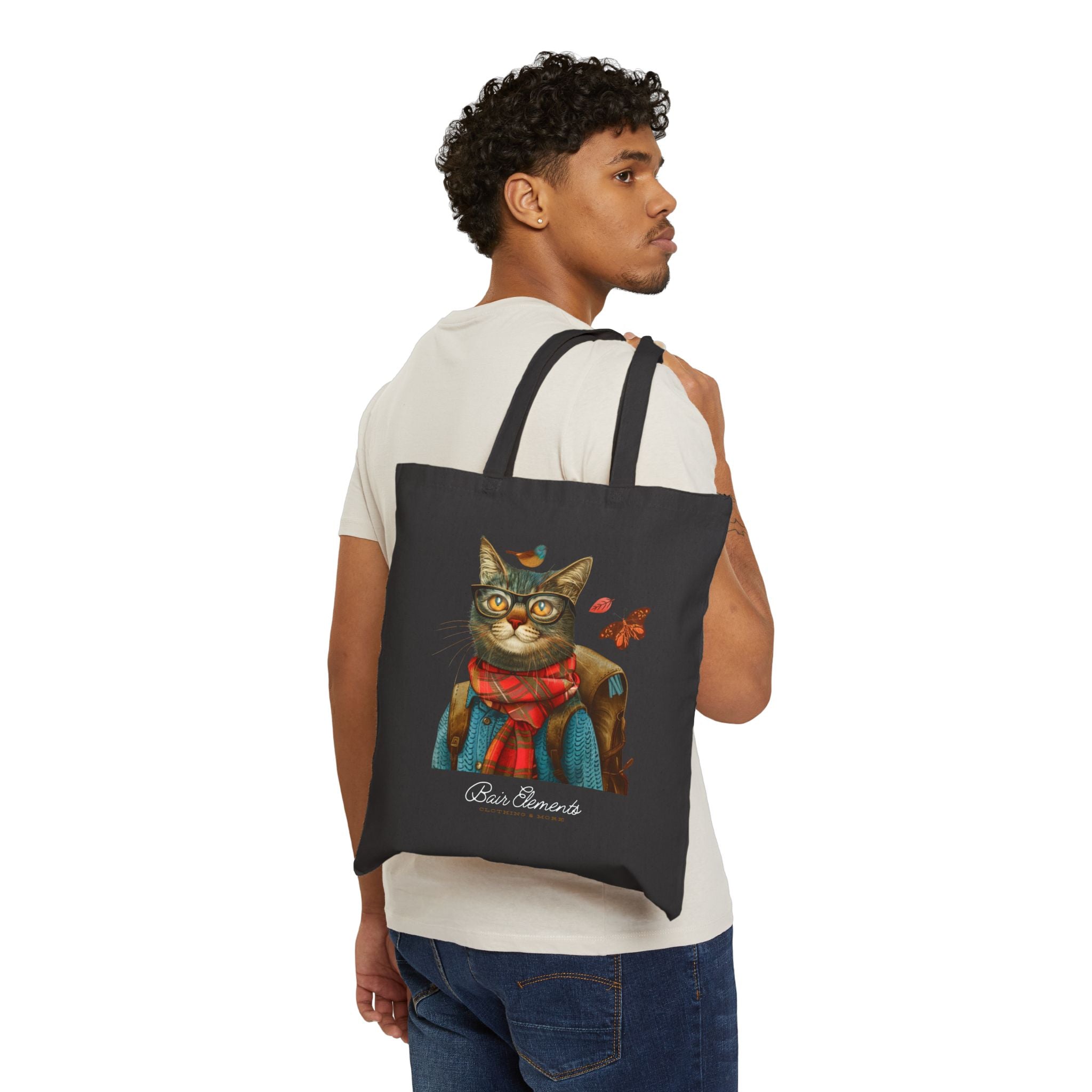 Woodland Fall Cat Heavy Canvas Shopping Tote, Cat Shopping Tote