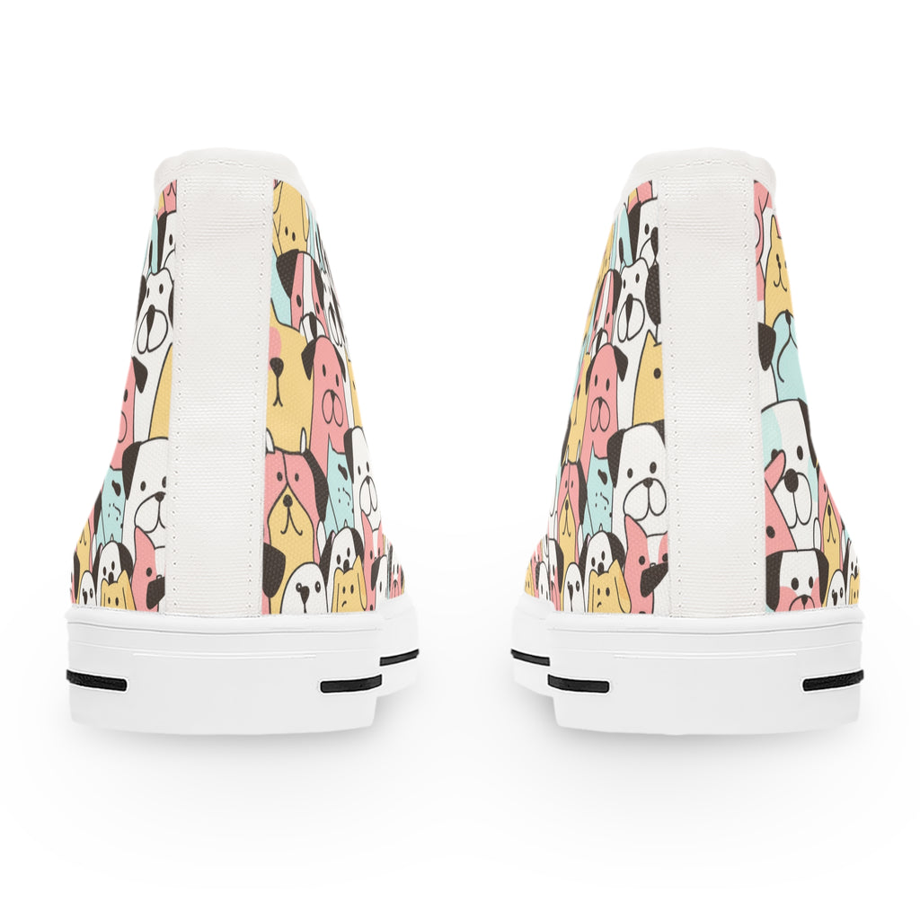 Cute Colorful Dog Face Women's Hi-Top Sneakers