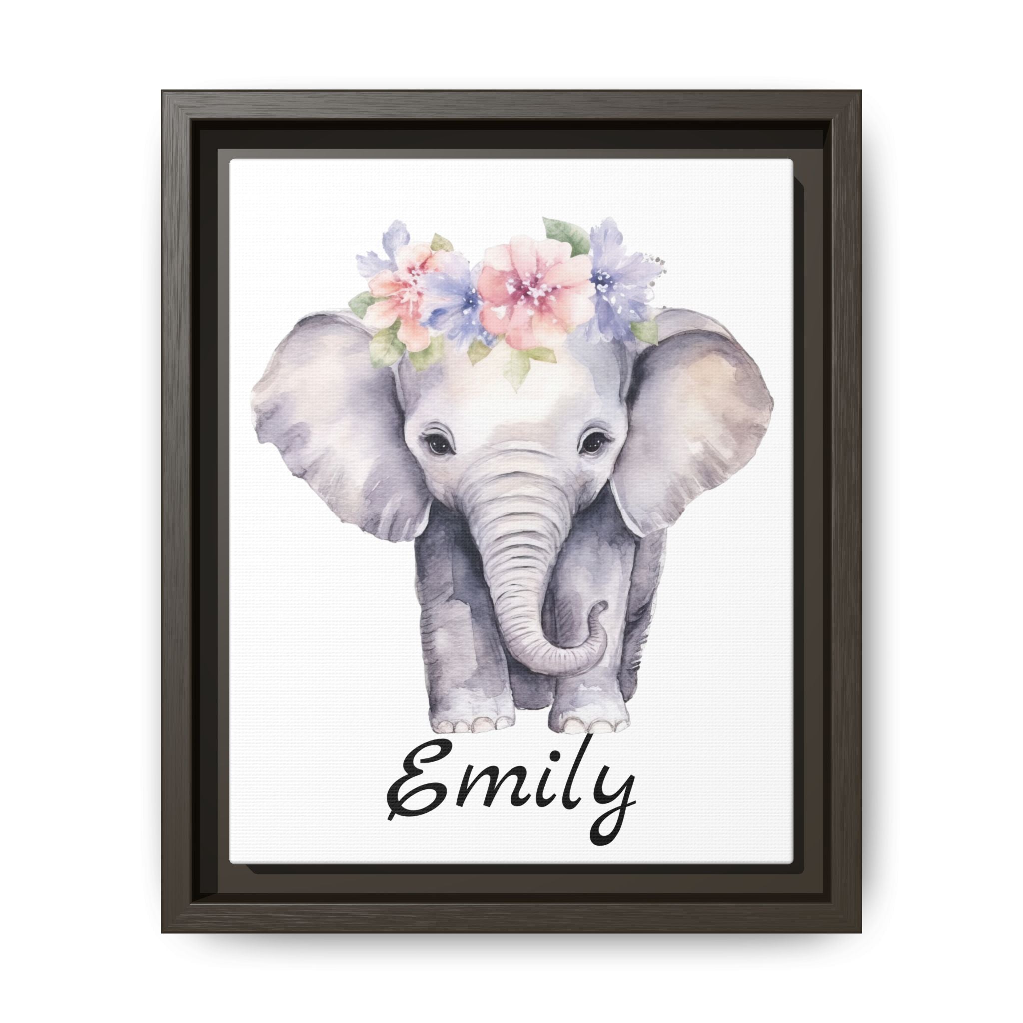 Personalized Baby Elephant Decor, Framed Picture Print, Gender Neutral Safari Animal Theme Gift, Matte Poster