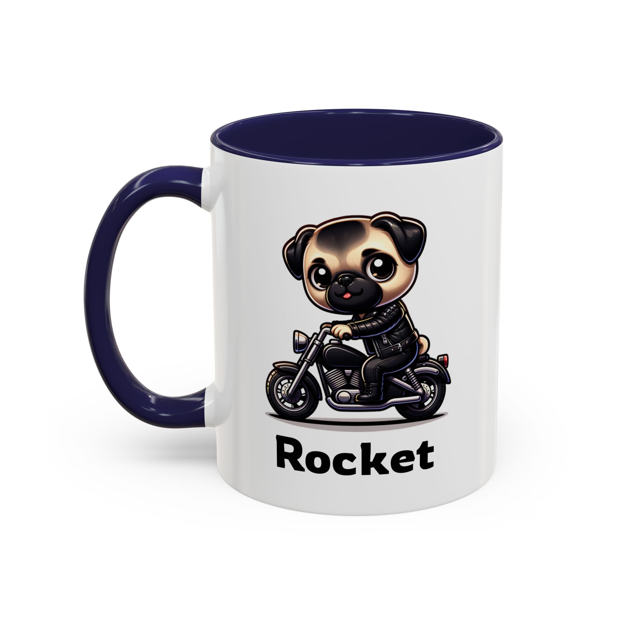 Personalized Motorcycle Pug Mug , Custom Dog Lover Coffee Cup