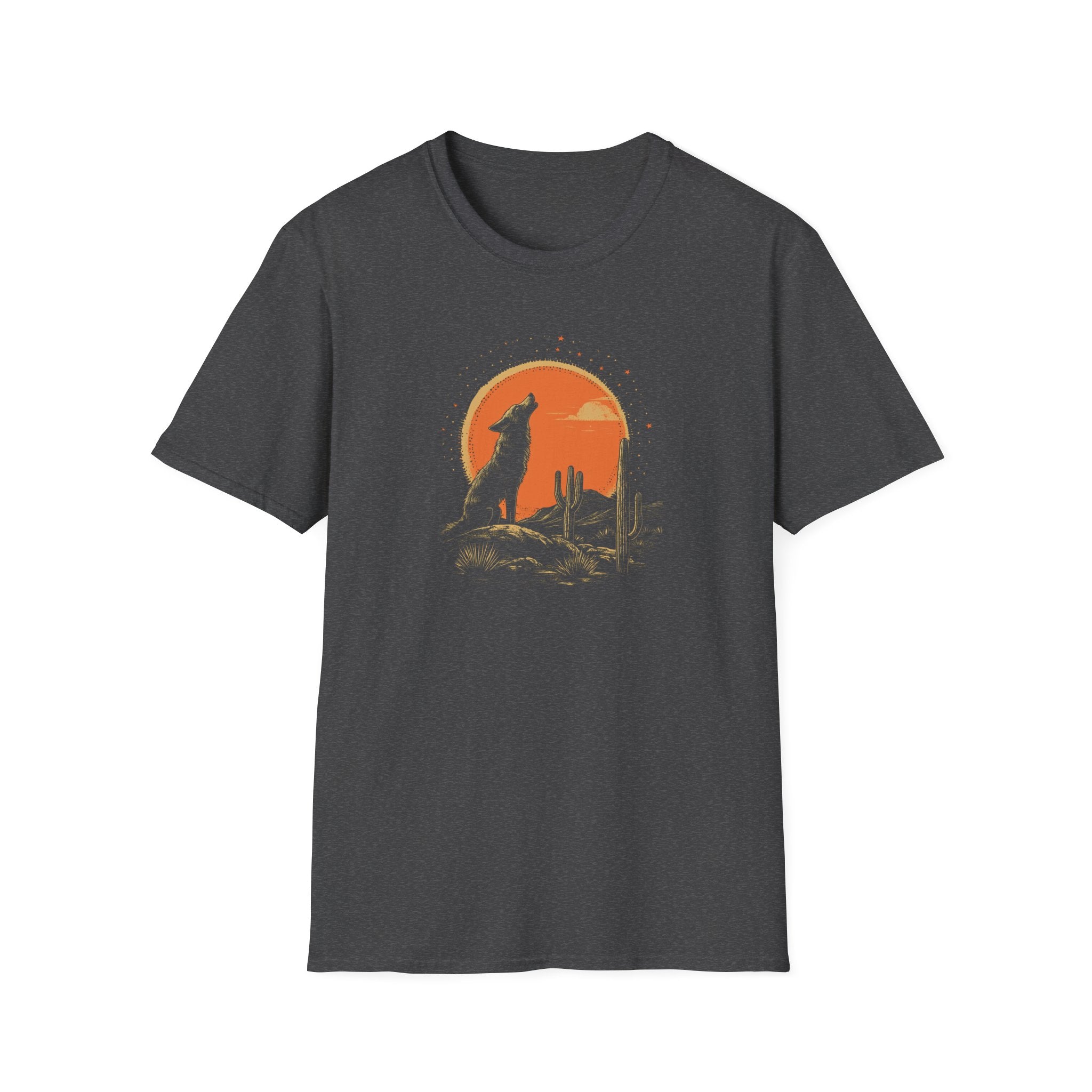 Howling Coyote Vintage T-Shirt | Boho Desert Tee, Nature Lover Gift, Unisex Graphic Shirt, Outdoor Adventure Apparel, Perfect for Travel