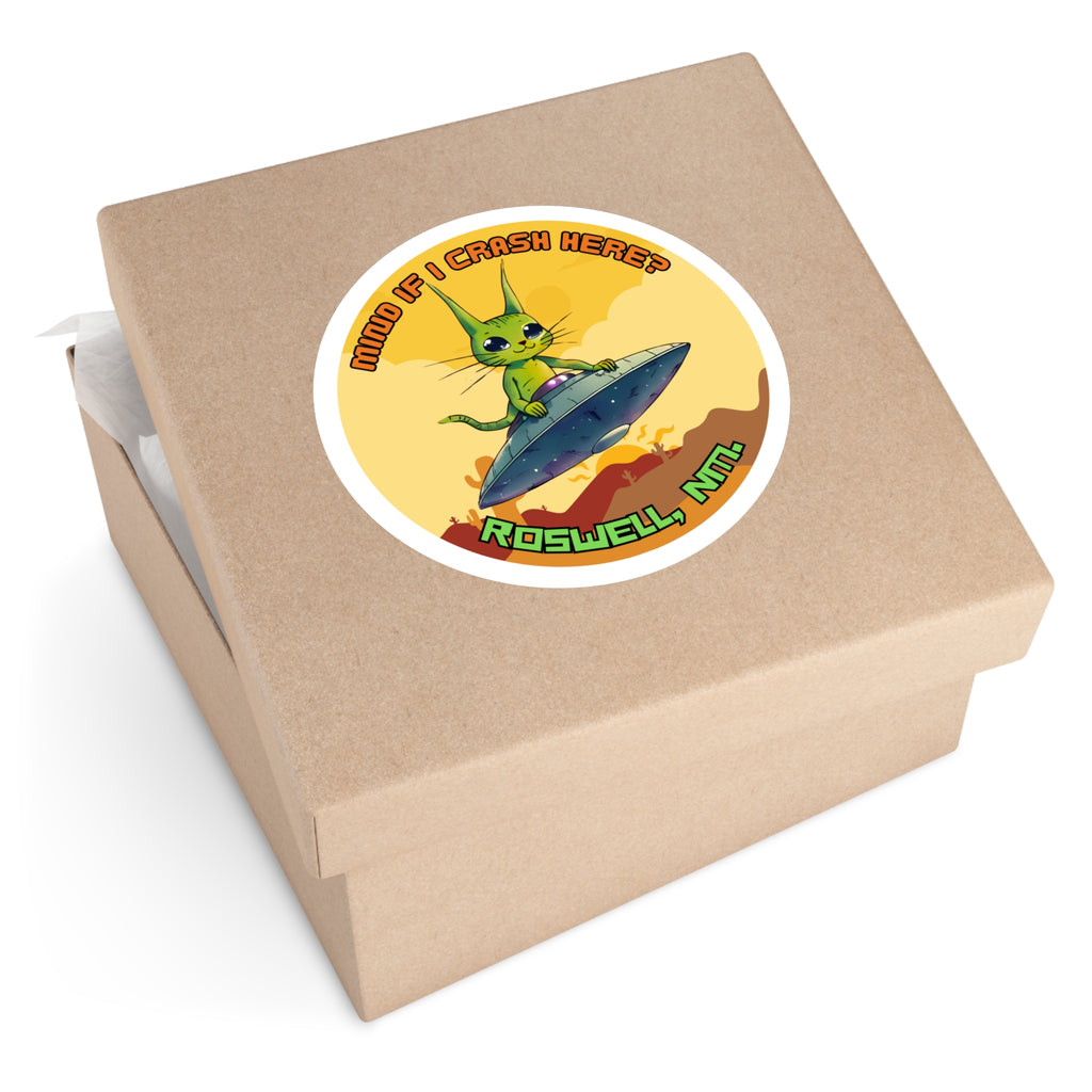 Roswell Alien Cat Stickers, Fun Decor, Laptop, Travel Mementos, Gift for UFO Lovers, Roswell Theme, Indoor/Outdoor Use