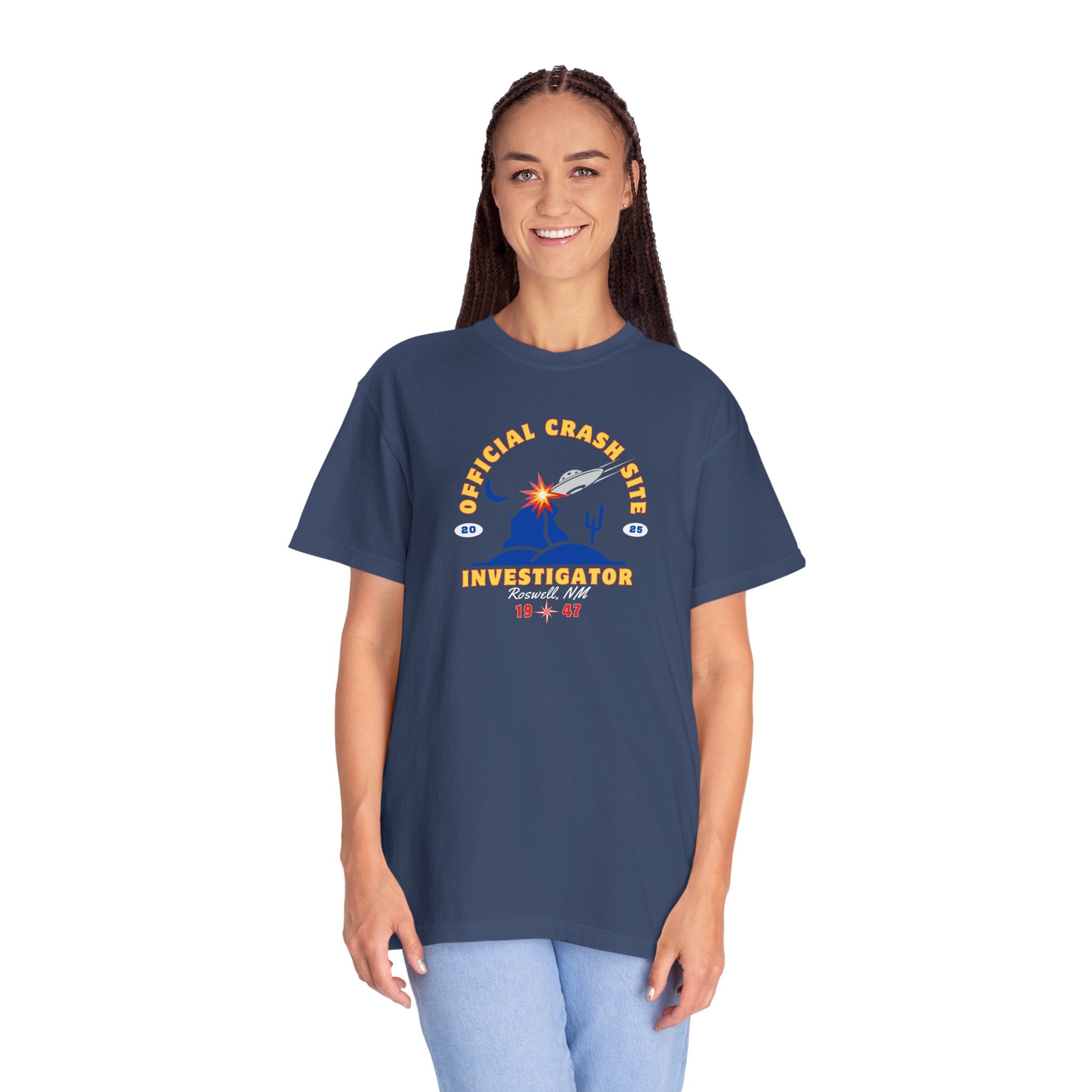 UFO Crash Site Investigator Unisex T-Shirt - Alien UFO Space Funny Tee, Extraterrestrial Sci-fi Graphic Shirt, Roswell, NM