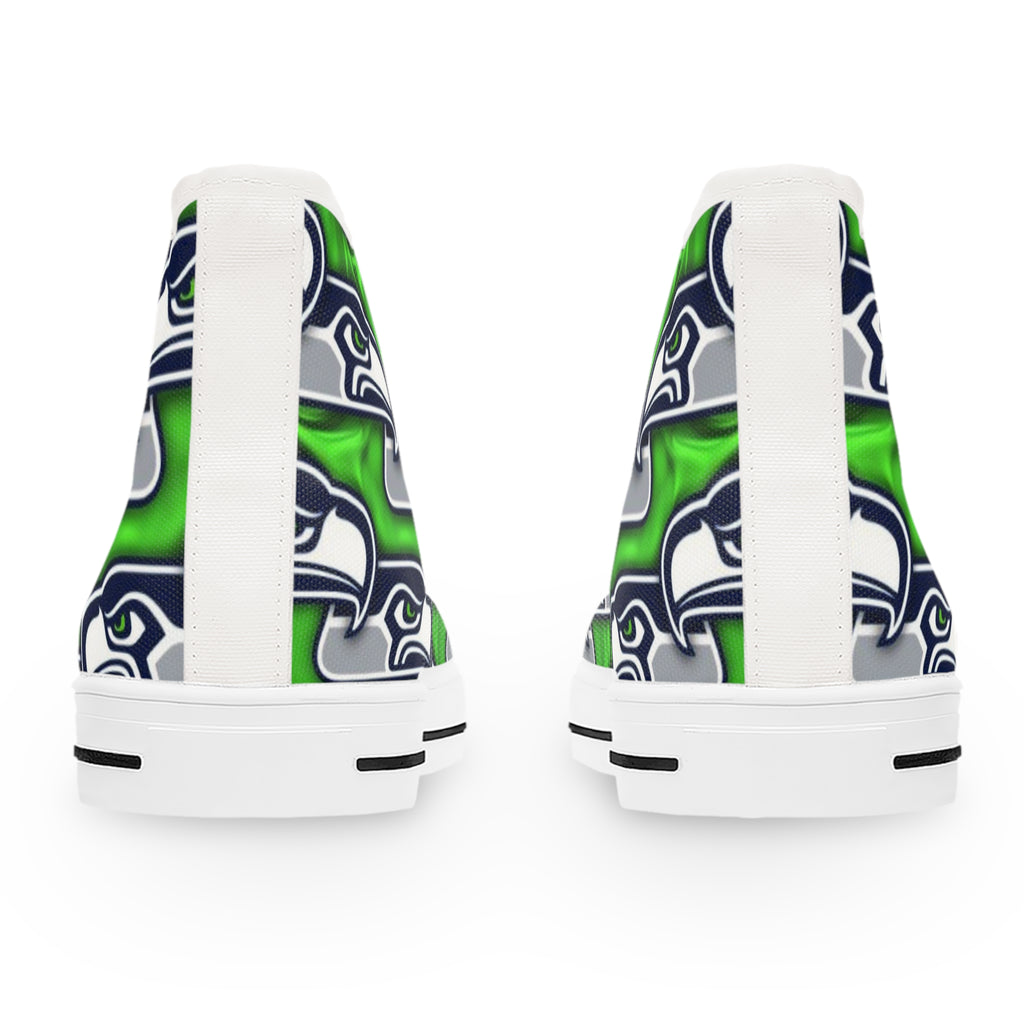Seattle Seahawks High Top Sneakers for Women, Canvas Shoe, NFL Football Fan Gift, Sports Team Custom Shoes, Game Day Sneaker