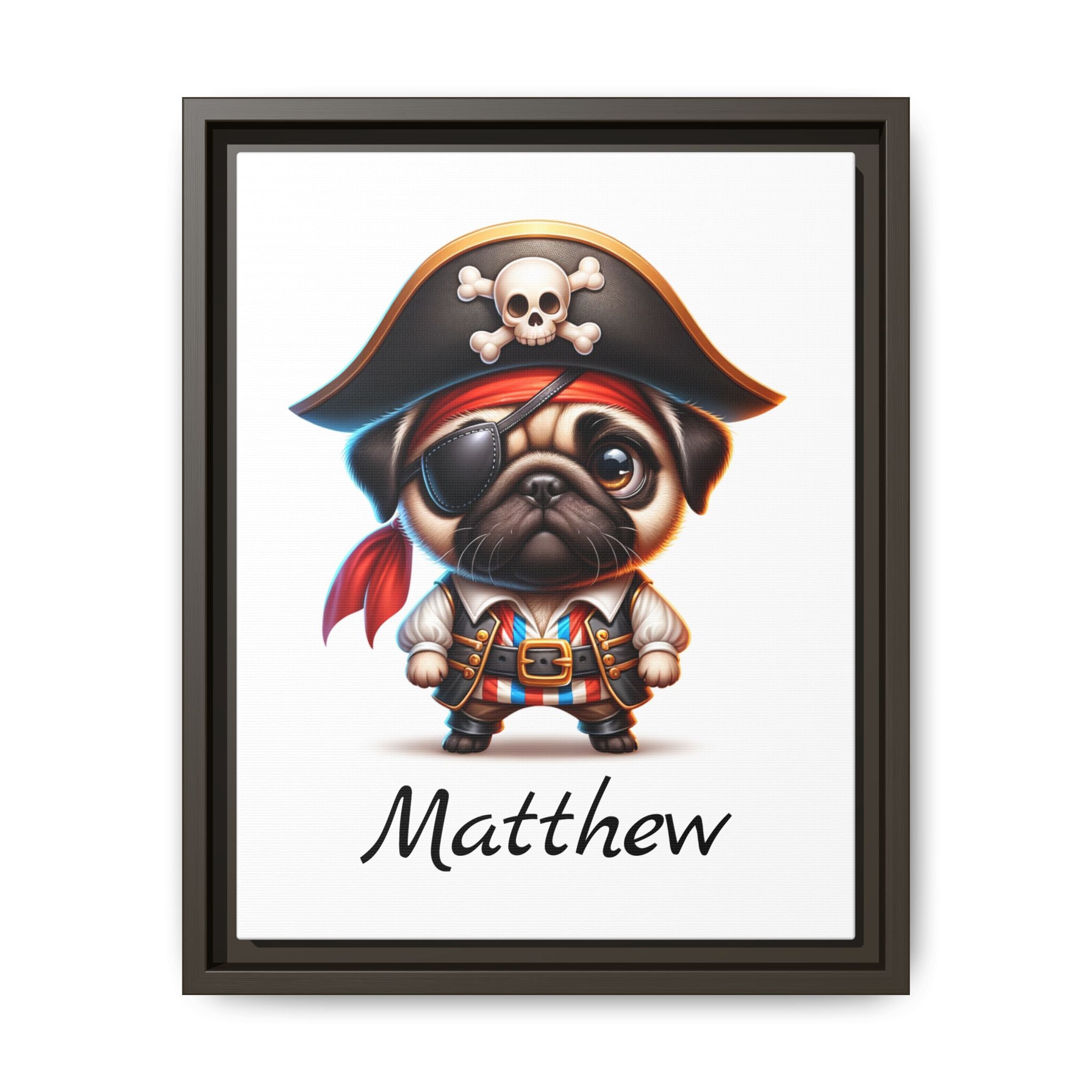 Personalized Pirate Pug Boys Bedroom Decor, Great Gift Idea, Pug Wall Decor. Personalized wall art