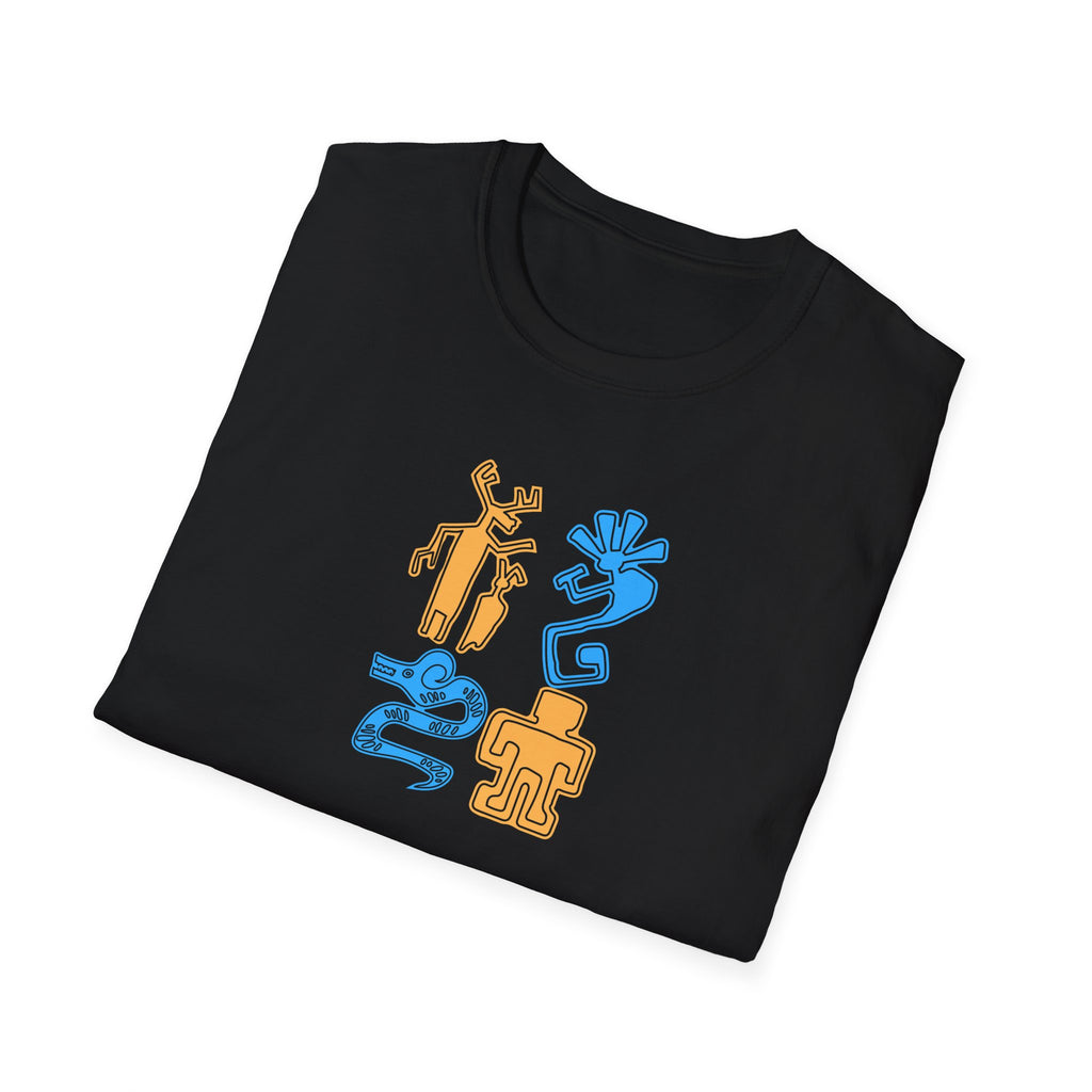 Unisex Petroglyph Kokpelli T-Shirt, Southwestern Summer Shirt, Native American Tee, Southwest Tribal Top, Desert Graphic Shirt