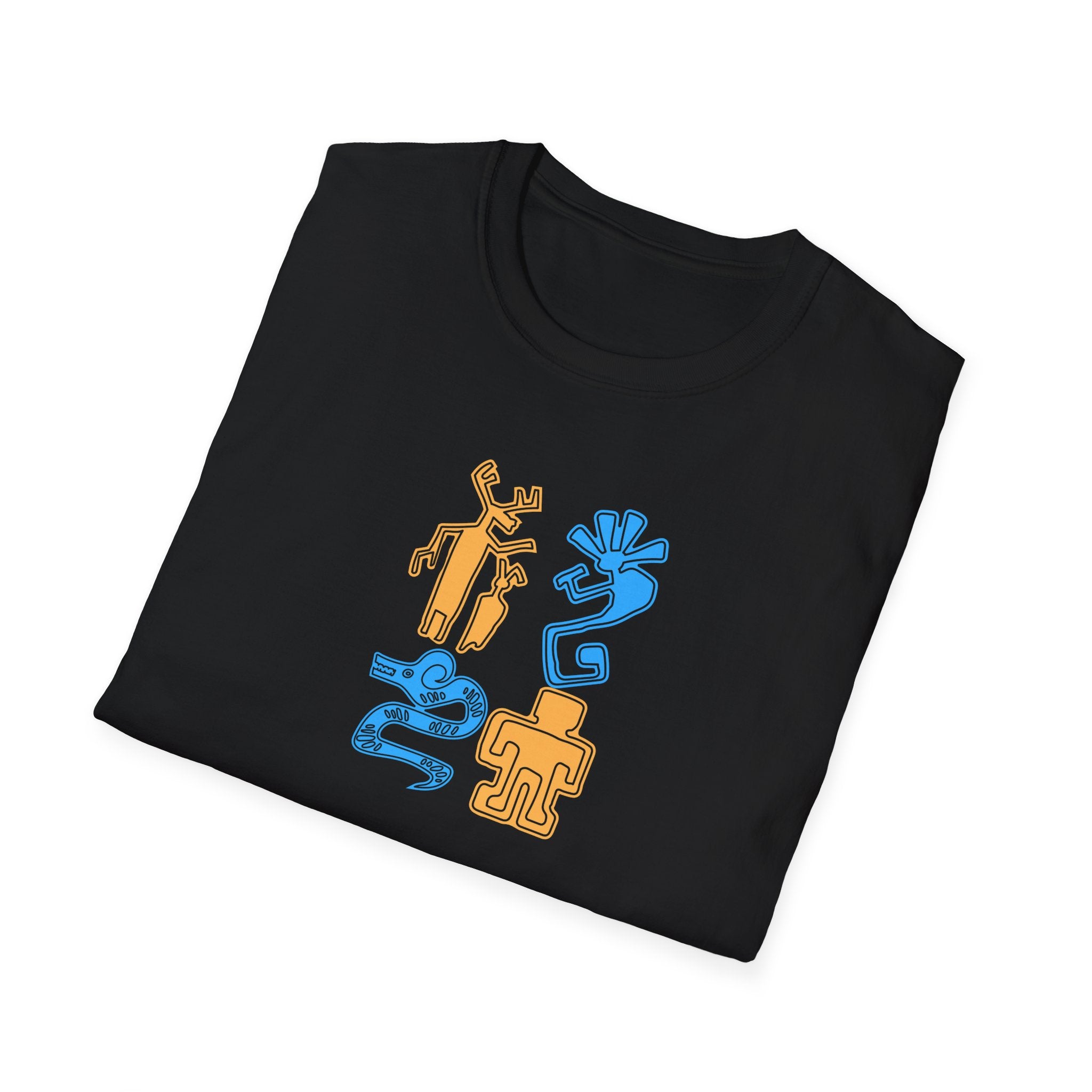 Unisex Petroglyph Kokpelli T-Shirt, Southwestern Summer Shirt, Native American Tee, Southwest Tribal Top, Desert Graphic Shirt