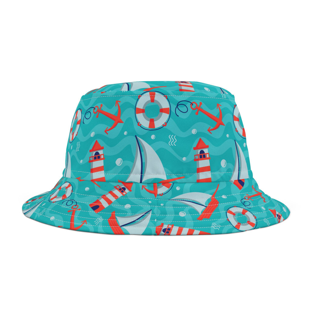 Sail Away Boating Bucket Hat, Sailor Hat, Beach Bucket Hat, Nautical Hat