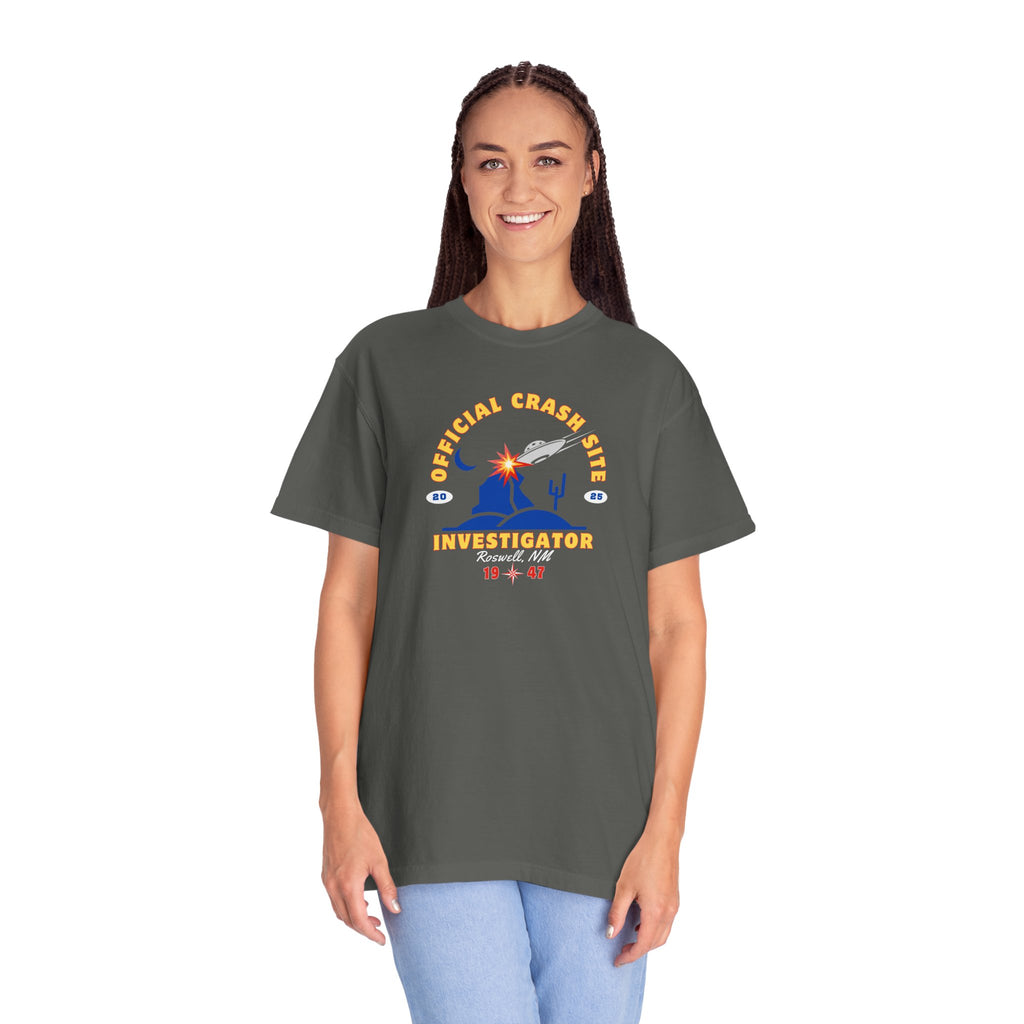 UFO Crash Site Investigator Unisex T-Shirt - Alien UFO Space Funny Tee, Extraterrestrial Sci-fi Graphic Shirt, Roswell, NM