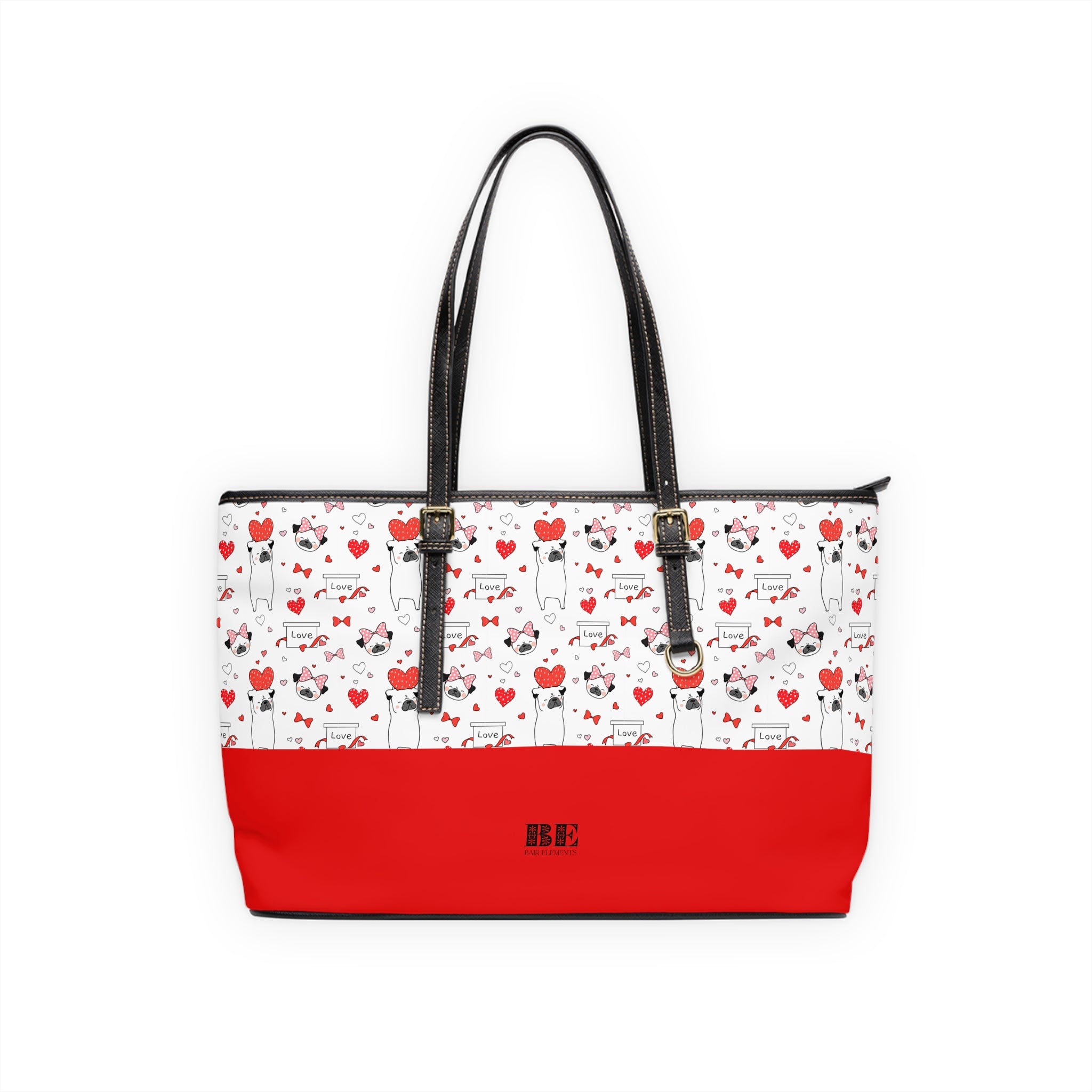 Pug Luv Leather Tote Bag, PU Leather Tote