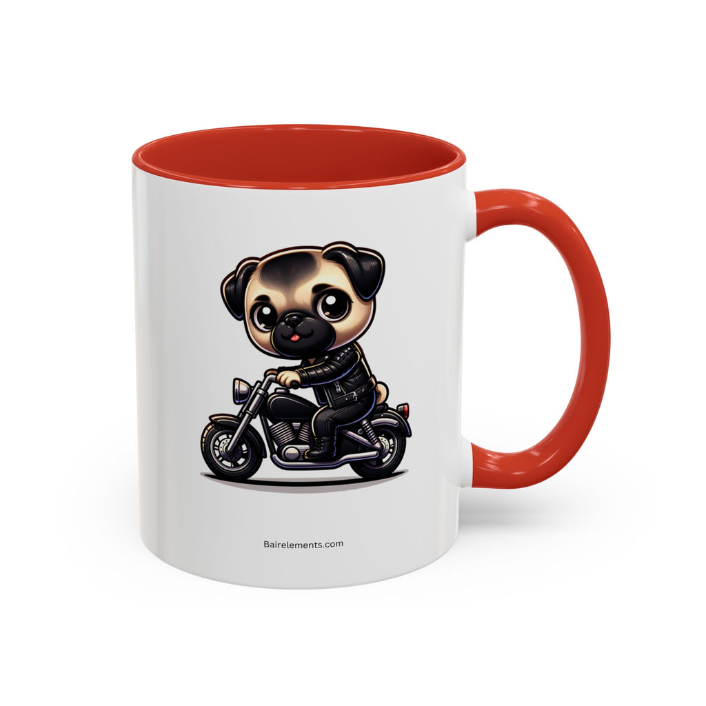 Personalized Motorcycle Pug Mug , Custom Dog Lover Coffee Cup
