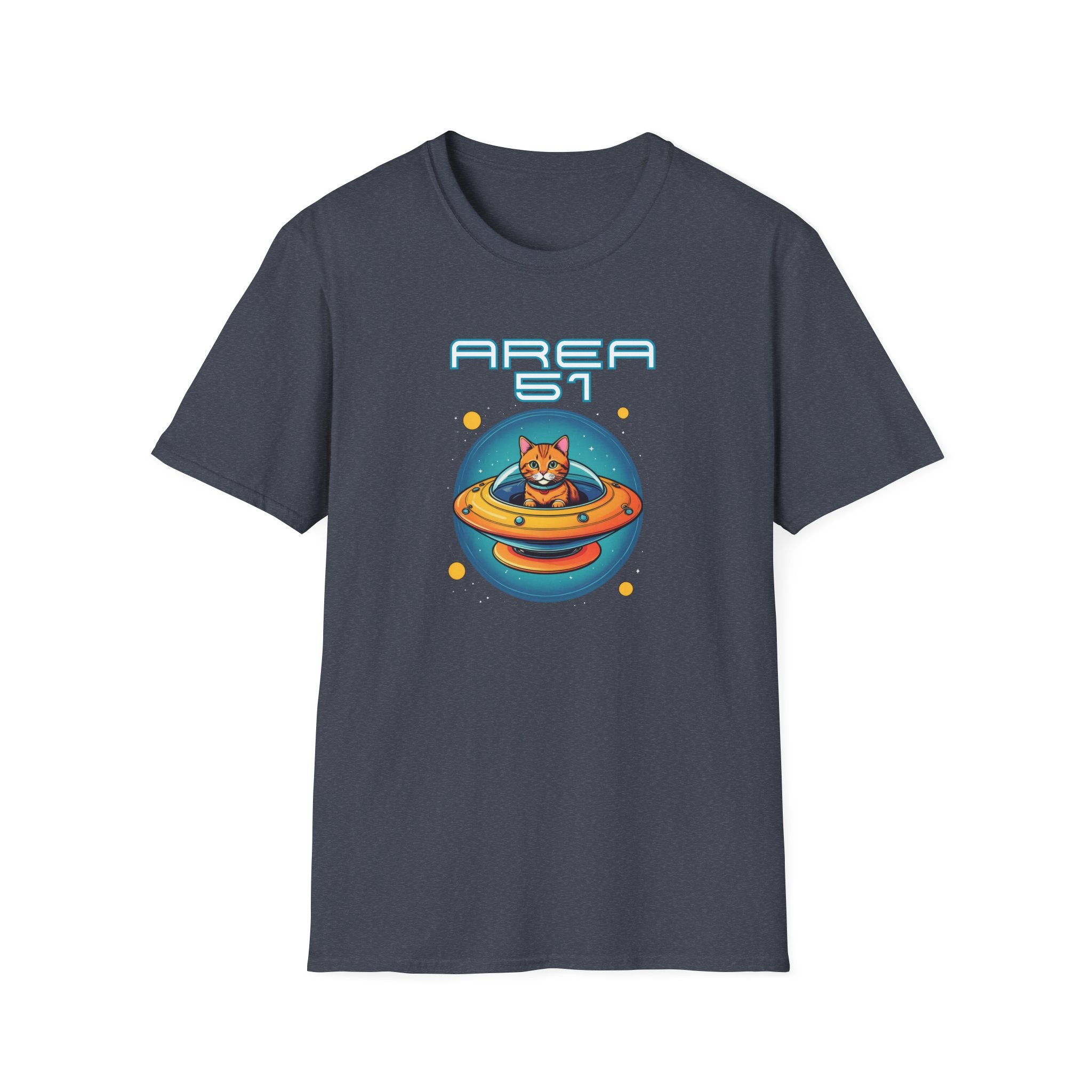 Alien Cat Area 51 T-Shirt - Fun Unisex Tee, Perfect Gift for UFO Lovers, Sci-Fi Fans, Cat Enthusiasts, Casual Wear