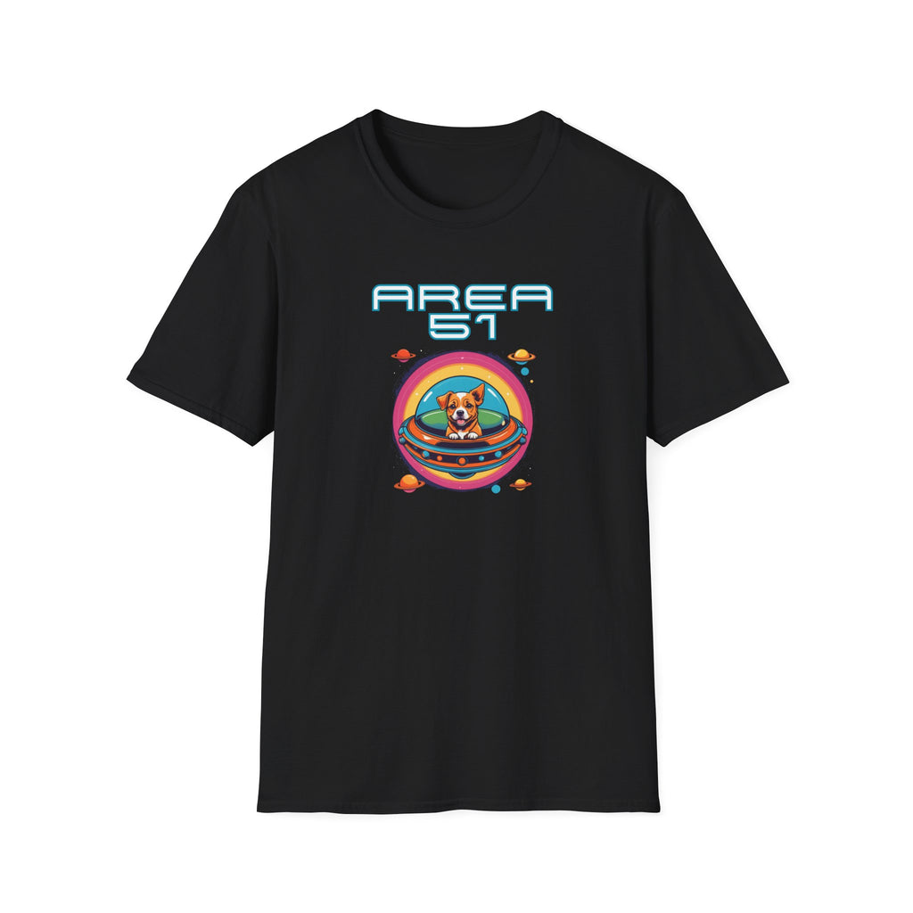 Area 51 Dog in Space Unisex T-Shirt, Fun Alien Shirt, Pet Lover Gift, Quirky Graphic Tee, Sci-Fi Apparel, Dog Enthusiast