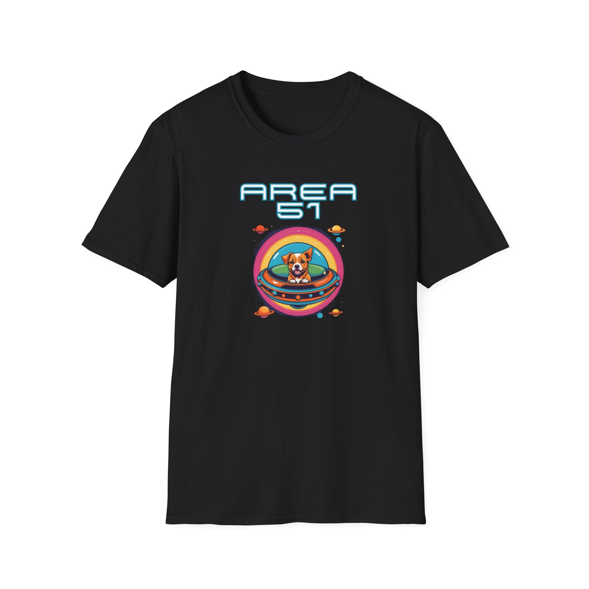 Area 51 Dog in Space Unisex T-Shirt, Fun Alien Shirt, Pet Lover Gift, Quirky Graphic Tee, Sci-Fi Apparel, Dog Enthusiast