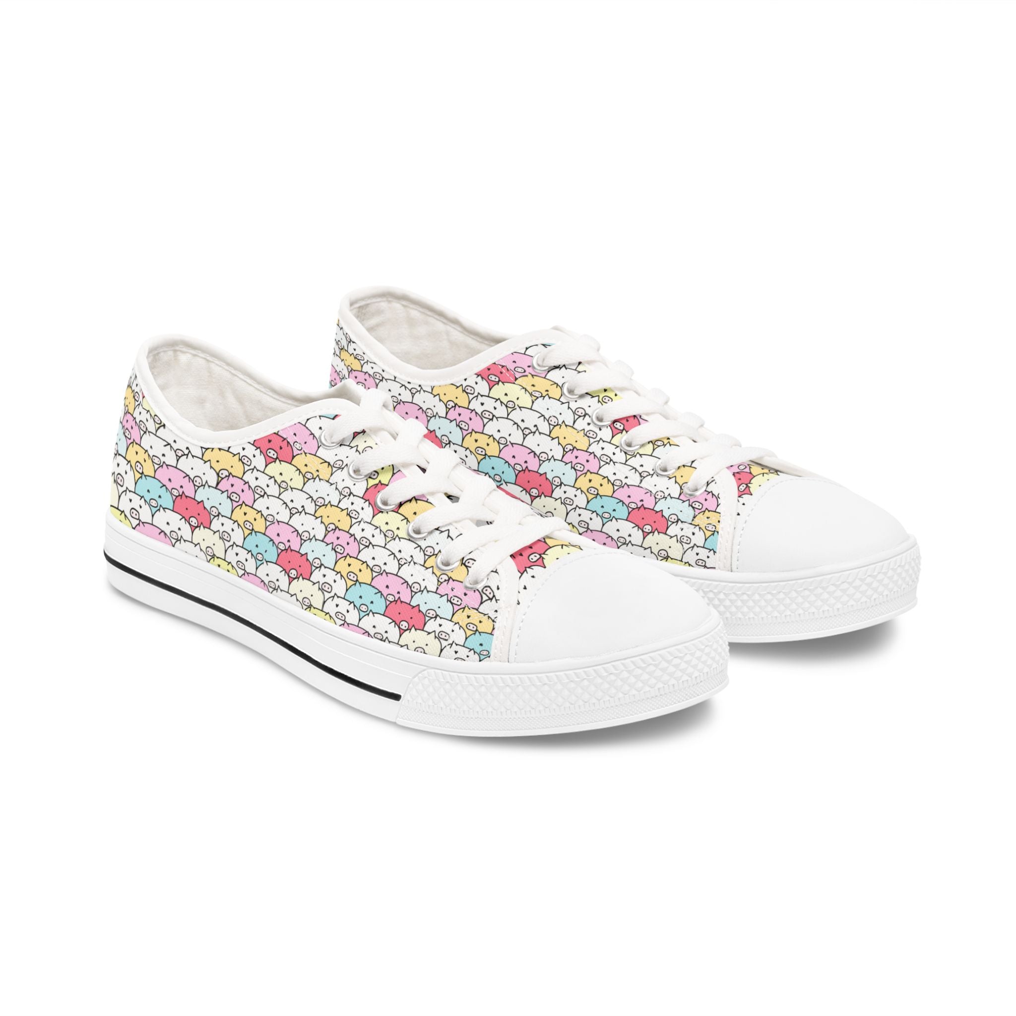 Women's Piggy Print Canvas Sneakers