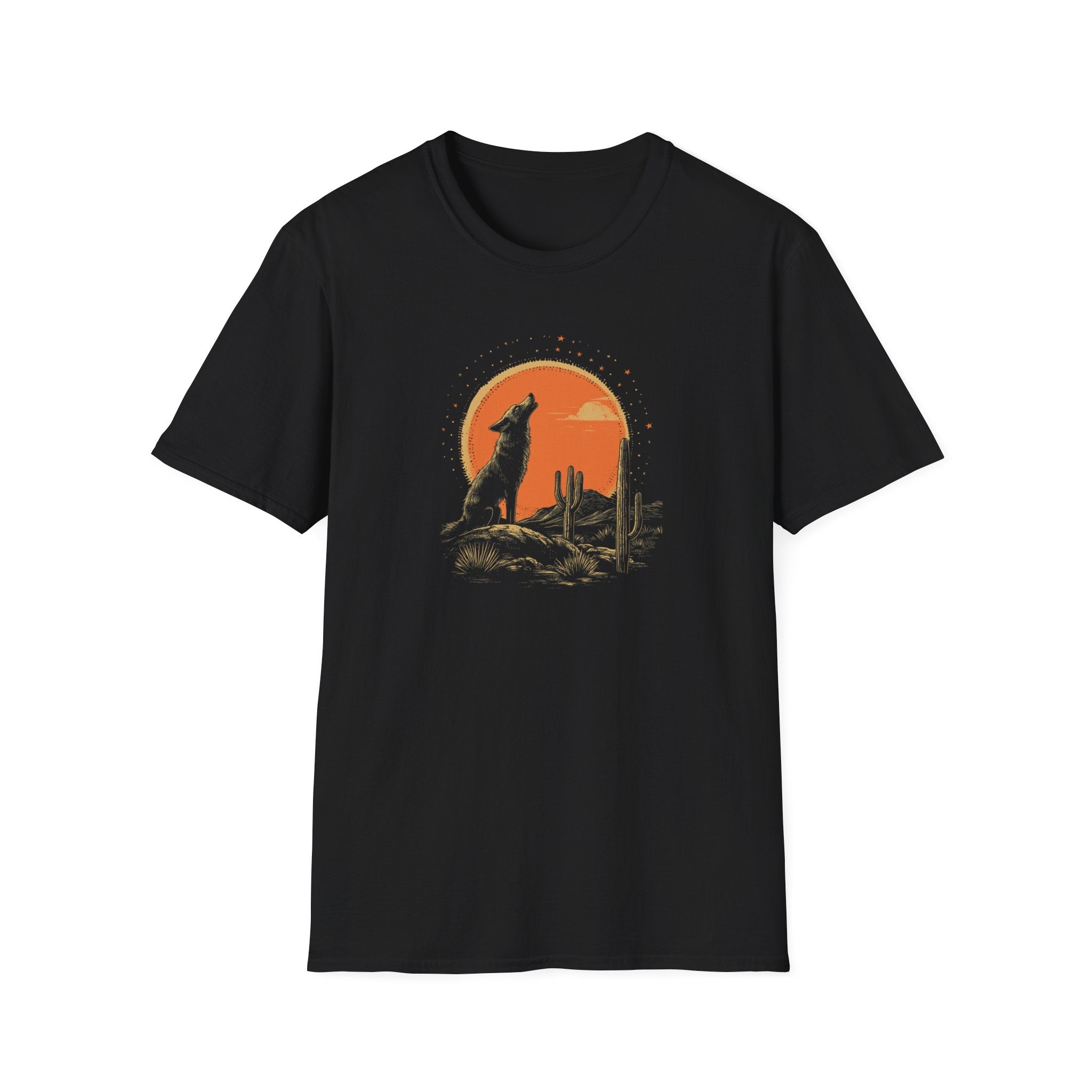 Howling Coyote Vintage T-Shirt | Boho Desert Tee, Nature Lover Gift, Unisex Graphic Shirt, Outdoor Adventure Apparel, Perfect for Travel