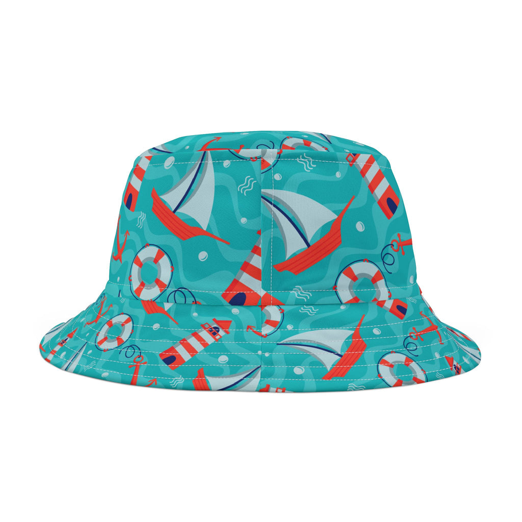 Sail Away Boating Bucket Hat, Sailor Hat, Beach Bucket Hat, Nautical Hat
