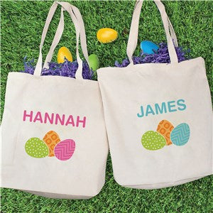 Personalized 3 Easter Eggs with Name Tote Bag