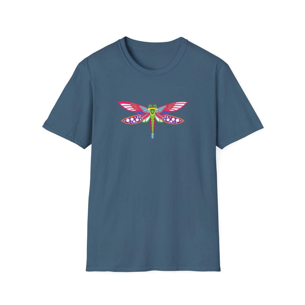 Colorful Dragonfly Unisex Softstyle T-Shirt, Casual Wear, Nature Lover Gift, Summer Fashion, Eco-Friendly Tee, Birthday Present