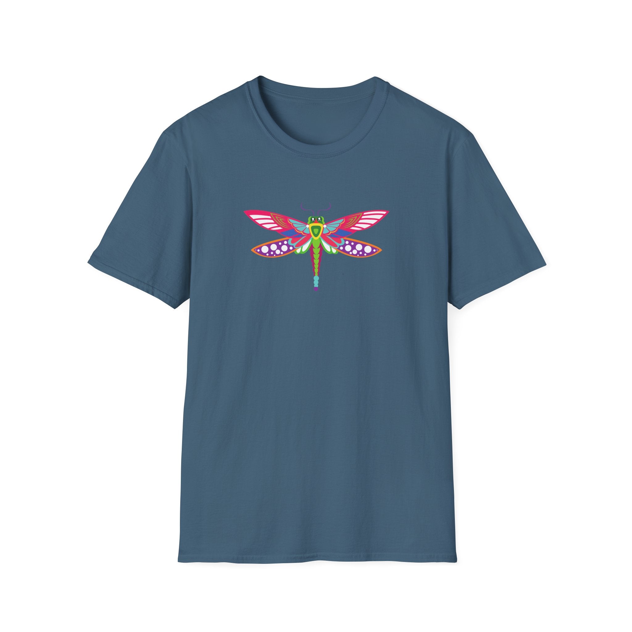 Colorful Dragonfly Unisex Softstyle T-Shirt, Casual Wear, Nature Lover Gift, Summer Fashion, Eco-Friendly Tee, Birthday Present