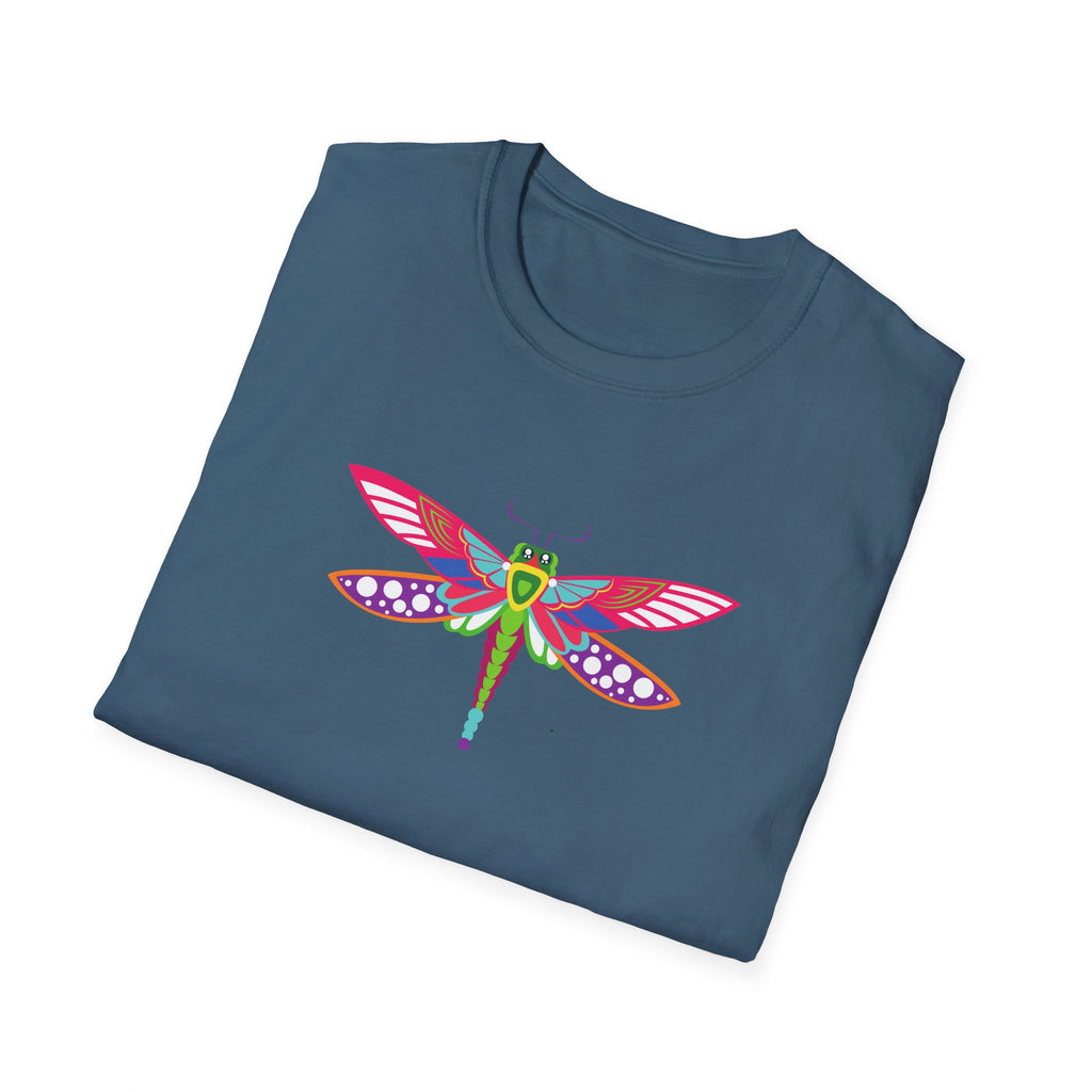 Colorful Dragonfly Unisex Softstyle T-Shirt, Casual Wear, Nature Lover Gift, Summer Fashion, Eco-Friendly Tee, Birthday Present
