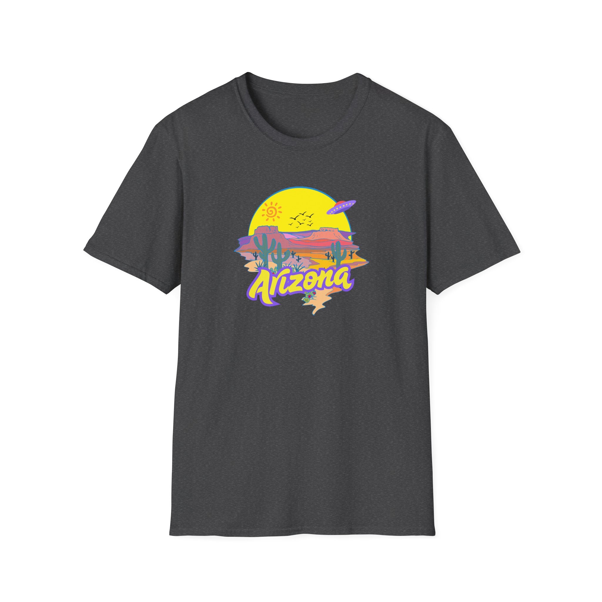 Arizona UFO Sunset Unisex Softstyle T-Shirt, Casual Wear, Travel Gift, Summer Vibes, Nature Lover Gift, Vacation Shirt