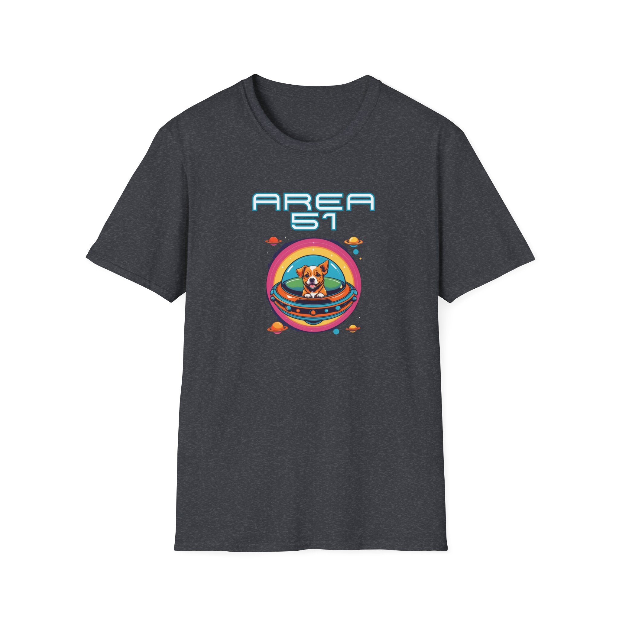Area 51 Dog in Space Unisex T-Shirt, Fun Alien Shirt, Pet Lover Gift, Quirky Graphic Tee, Sci-Fi Apparel, Dog Enthusiast