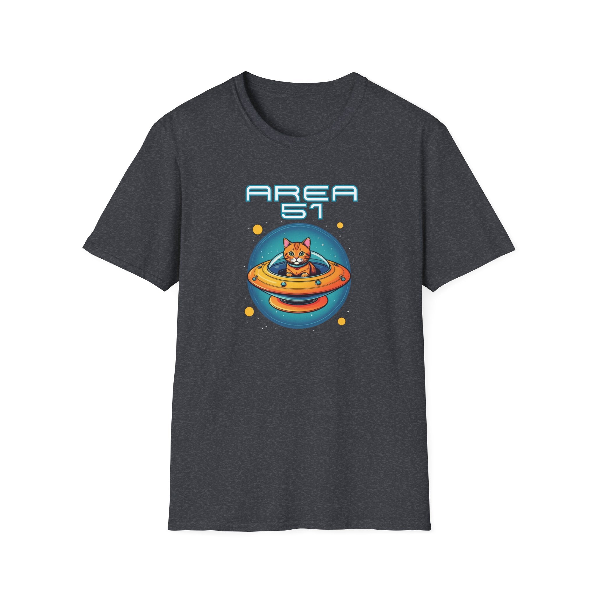 Alien Cat Area 51 T-Shirt - Fun Unisex Tee, Perfect Gift for UFO Lovers, Sci-Fi Fans, Cat Enthusiasts, Casual Wear