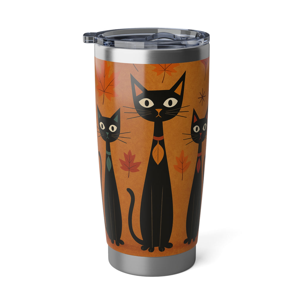 Cat Lover Travel Mug, Retro Fall Black Cat Tumbler, Halloween Gift, Cozy Drinkware, Vagabond Cup, Autumn Accessories