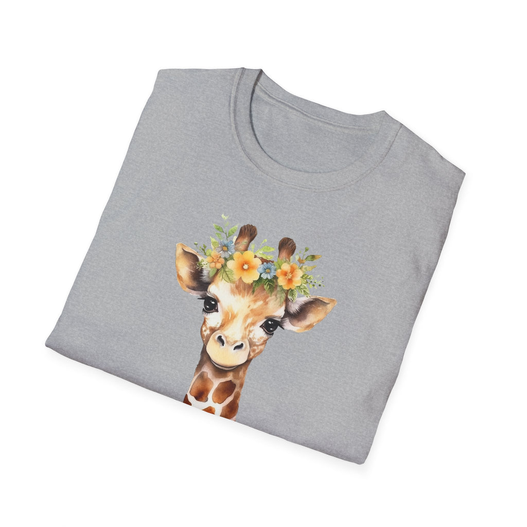 Floral Giraffe T-Shirt, Cute Animal Shirt, Unisex Tee, Animal Lover Gift, Casual Wear, Summer Fashion