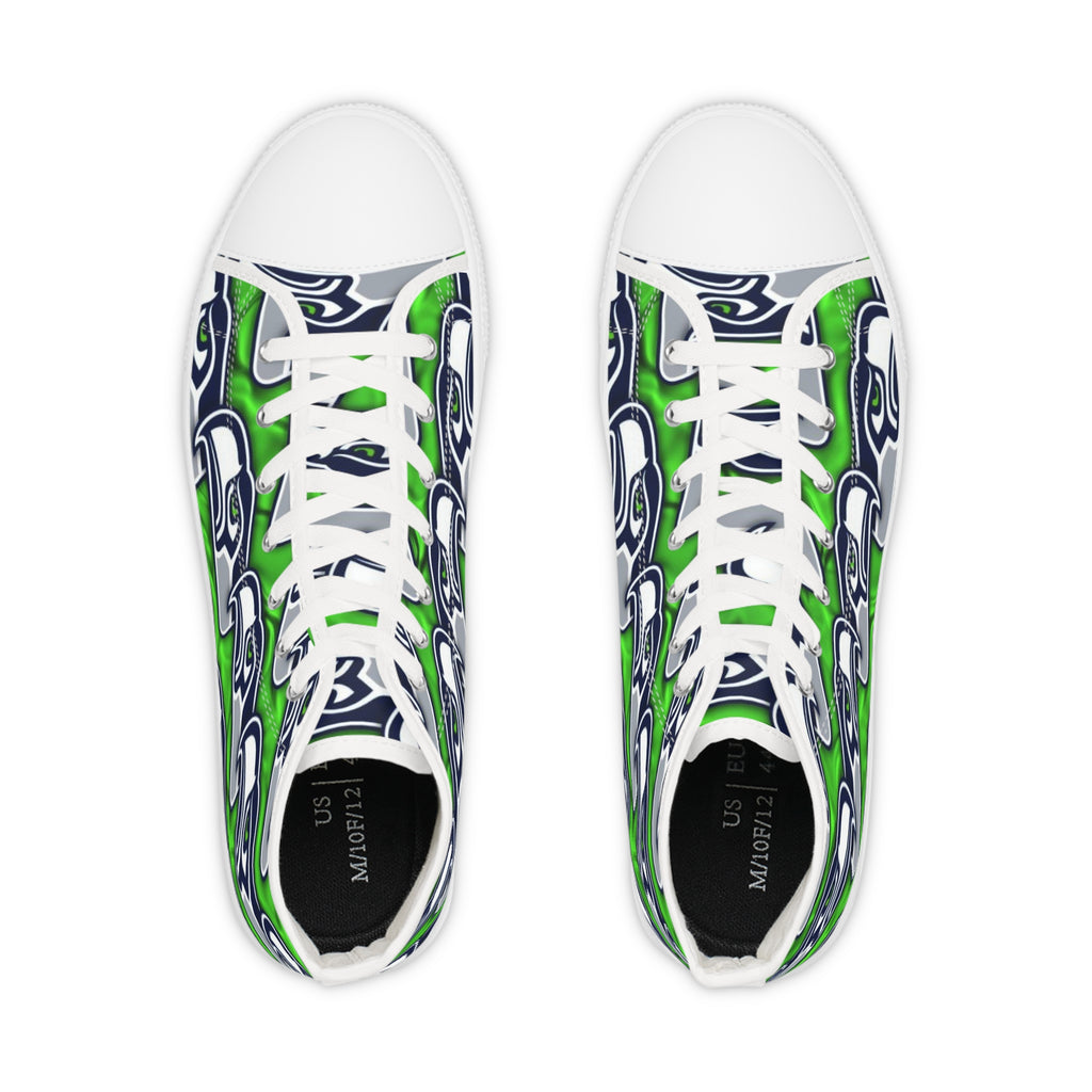Seattle Seahawks Men's Hi-Top Sneakers, NFL Football Shoes, Football Fan Gear, Unique Sports Shoes, Seattle Seahawks Gift
