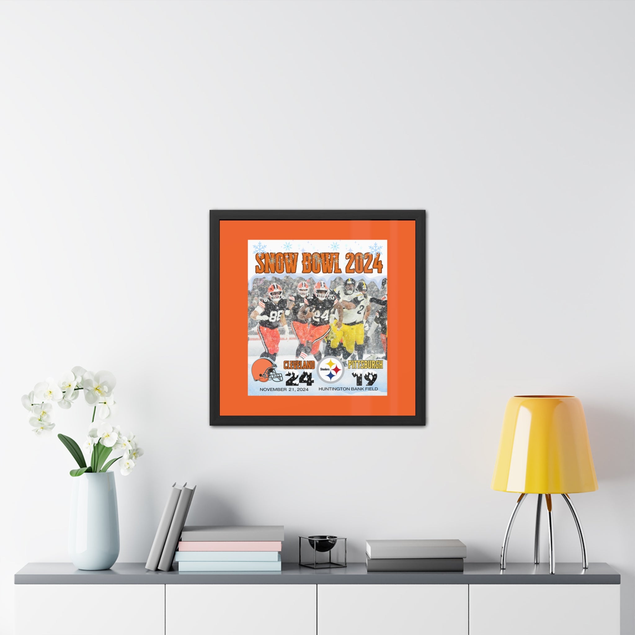Cleveland Snow Bowl 2024 Limited Edition Wall Art Framed Poster 16 X 16, 24 X 24, Orange