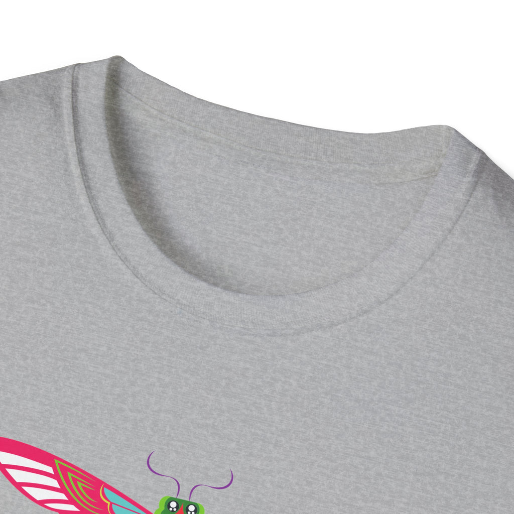 Colorful Dragonfly Unisex Softstyle T-Shirt, Casual Wear, Nature Lover Gift, Summer Fashion, Eco-Friendly Tee, Birthday Present