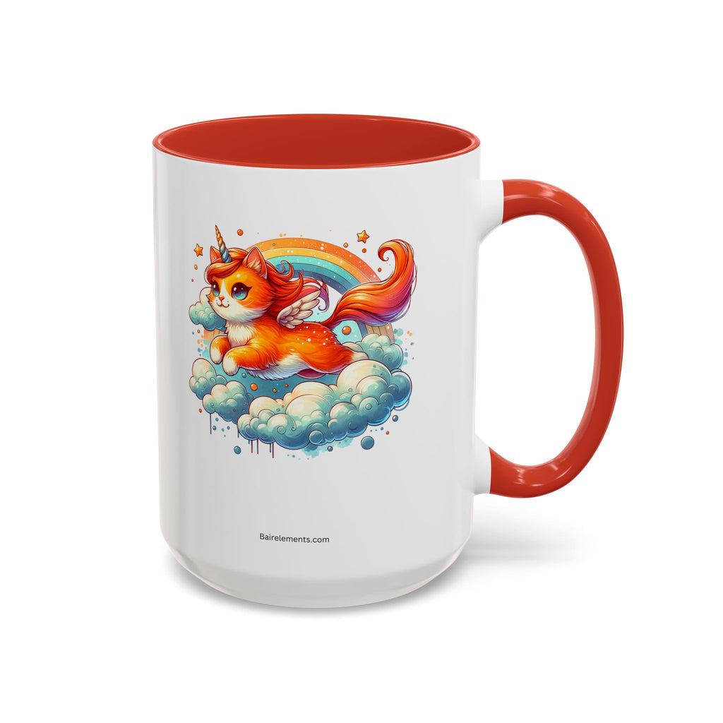 Personalized Flying Orange Unicorn Cat Coffee Mug, Orange Cat Mug