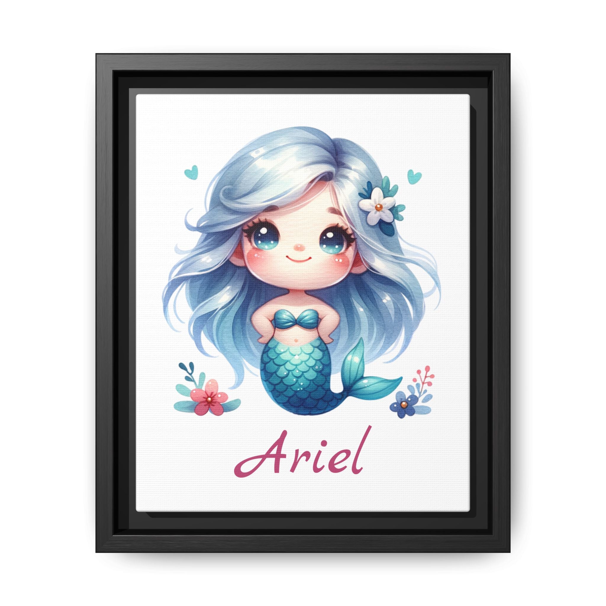 Personalized Little Red Haired Mermaid Wall Art, Girls Mermaid Bedroom Wall Art, Personalized Wall Art