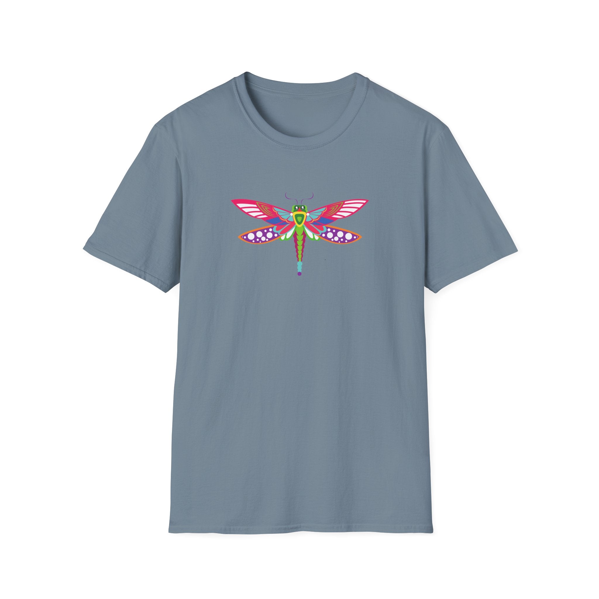 Colorful Dragonfly Unisex Softstyle T-Shirt, Casual Wear, Nature Lover Gift, Summer Fashion, Eco-Friendly Tee, Birthday Present
