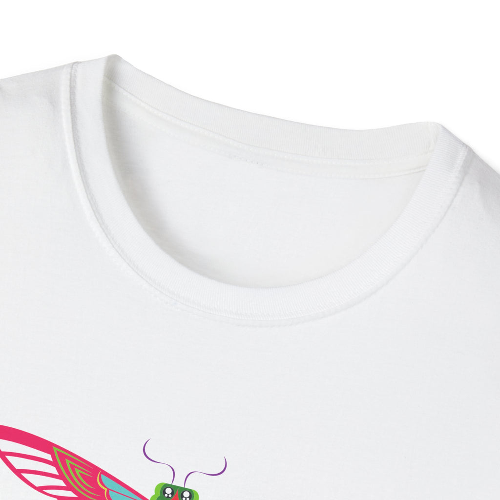 Colorful Dragonfly Unisex Softstyle T-Shirt, Casual Wear, Nature Lover Gift, Summer Fashion, Eco-Friendly Tee, Birthday Present