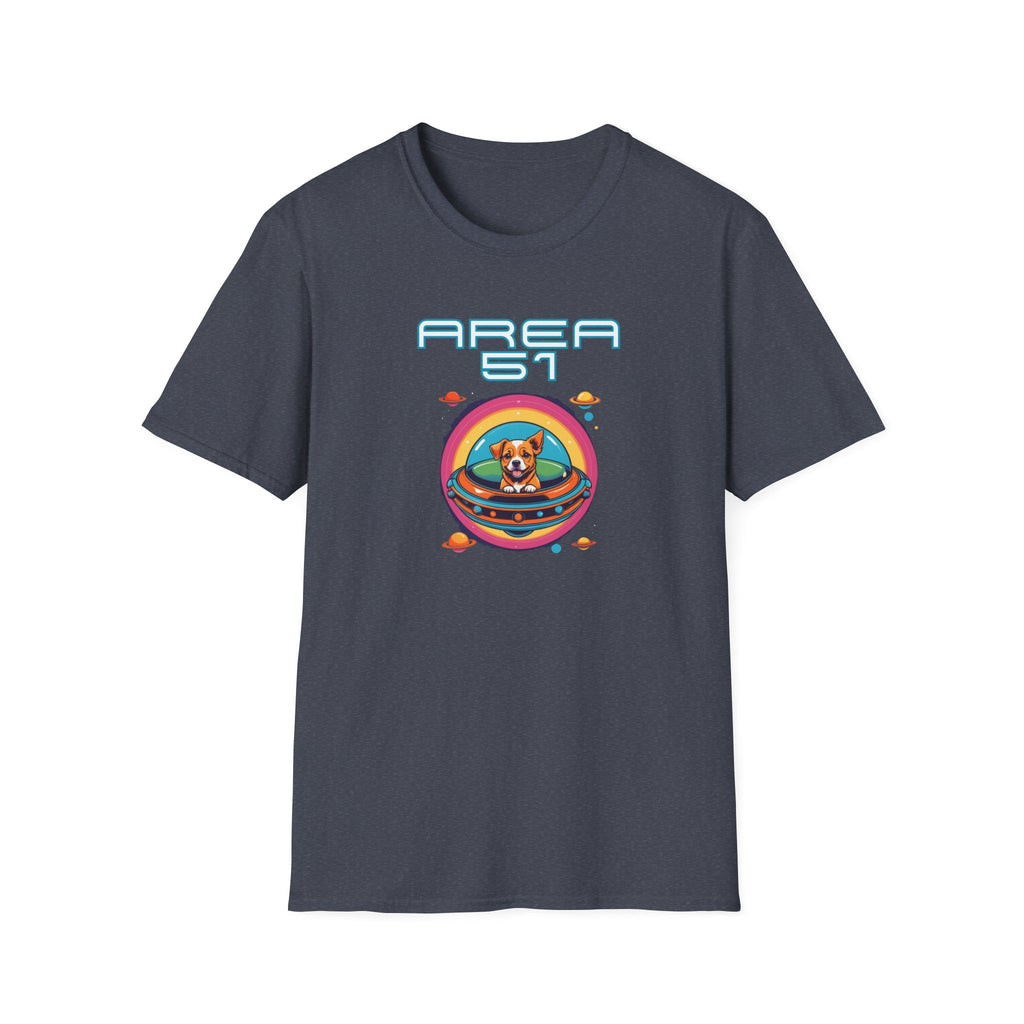 Area 51 Dog in Space Unisex T-Shirt, Fun Alien Shirt, Pet Lover Gift, Quirky Graphic Tee, Sci-Fi Apparel, Dog Enthusiast