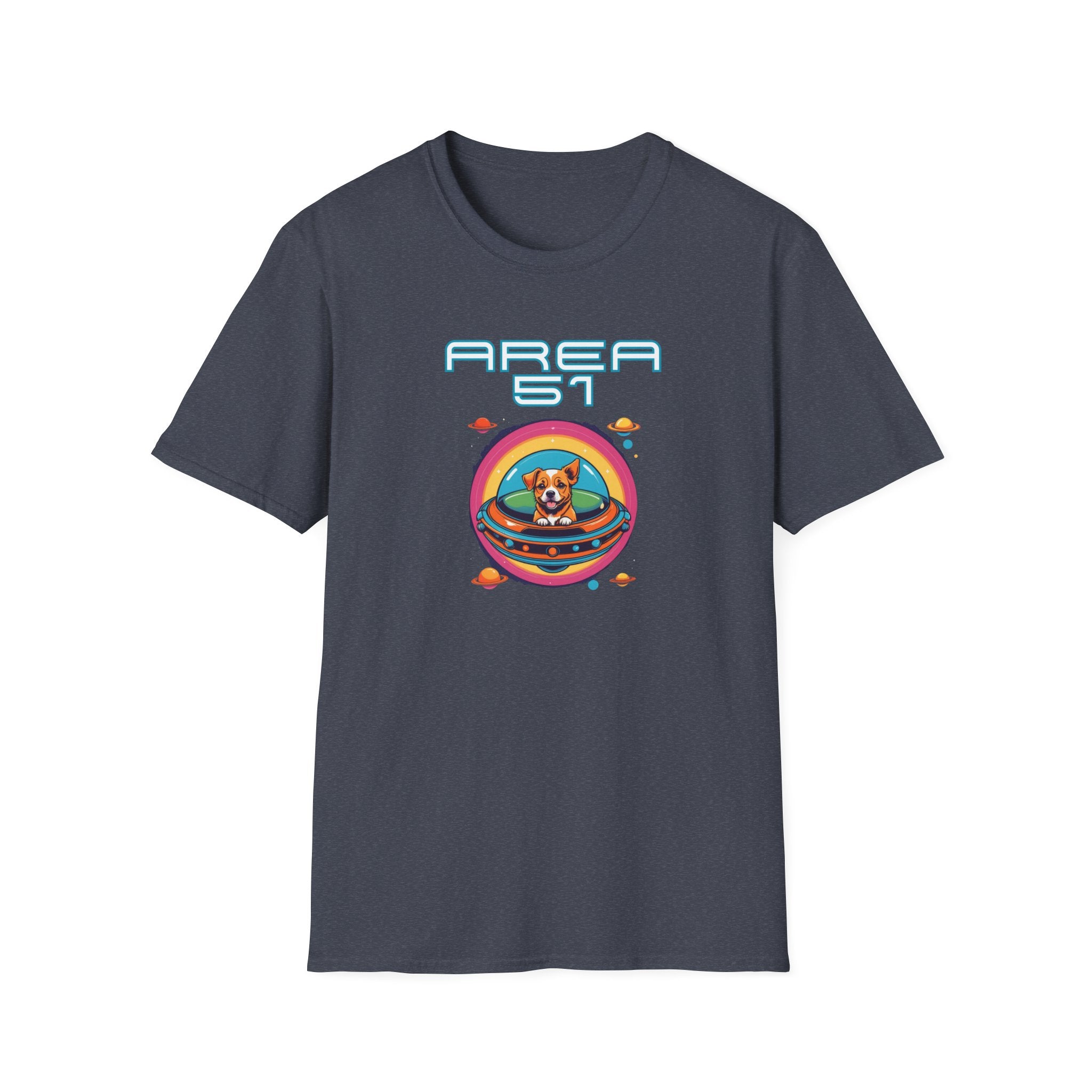 Area 51 Dog in Space Unisex T-Shirt, Fun Alien Shirt, Pet Lover Gift, Quirky Graphic Tee, Sci-Fi Apparel, Dog Enthusiast