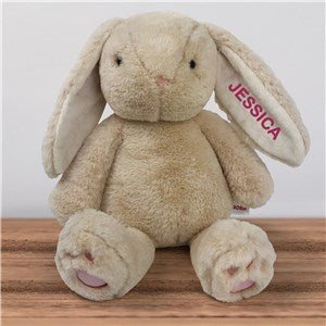 Embroidered Name in Bright Pink Thread Brulee Bunny