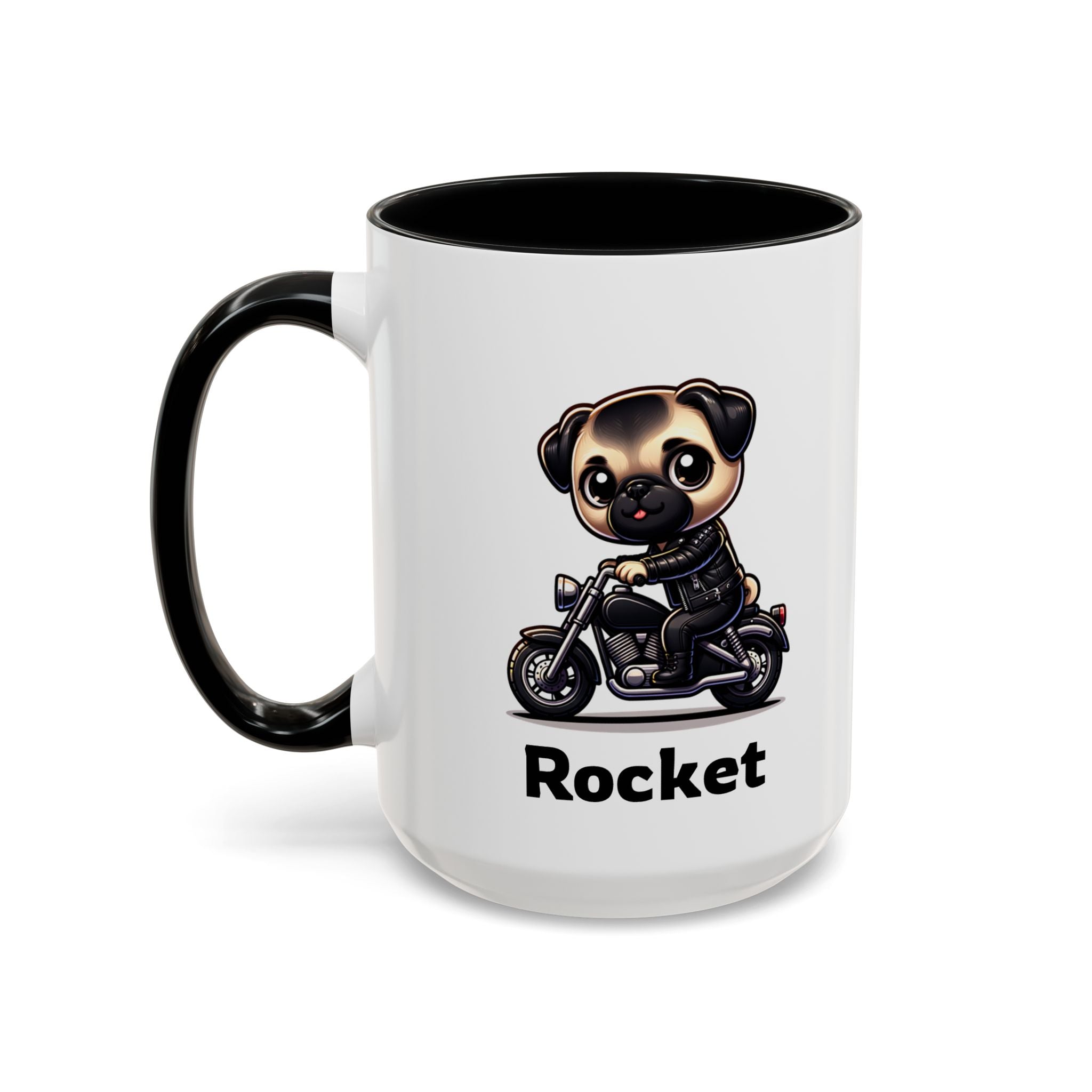 Personalized Motorcycle Pug Mug , Custom Dog Lover Coffee Cup