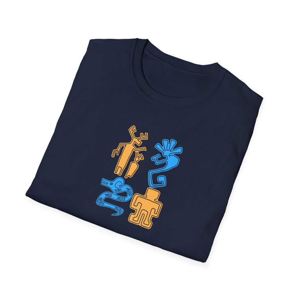 Unisex Petroglyph Kokpelli T-Shirt, Southwestern Summer Shirt, Native American Tee, Southwest Tribal Top, Desert Graphic Shirt