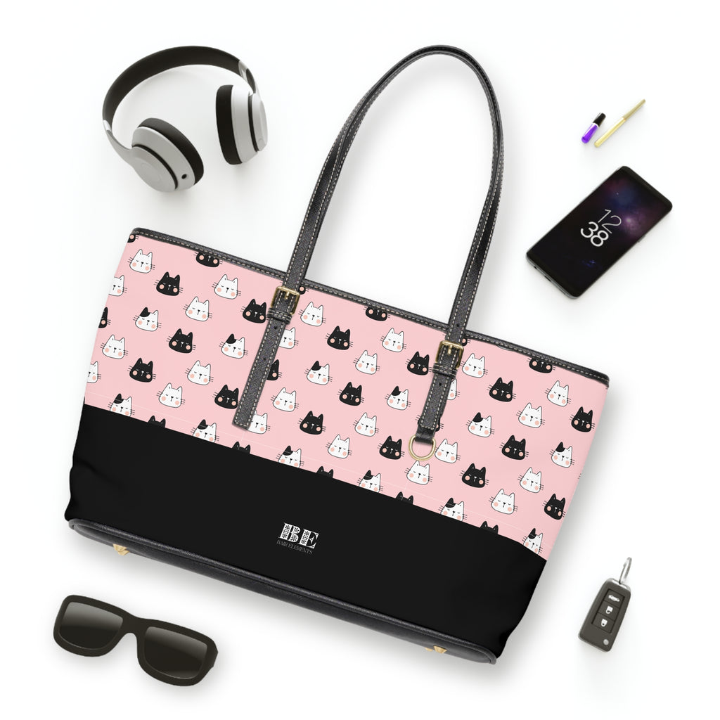 Leather Cat Tote Bag, PU Leather Tote