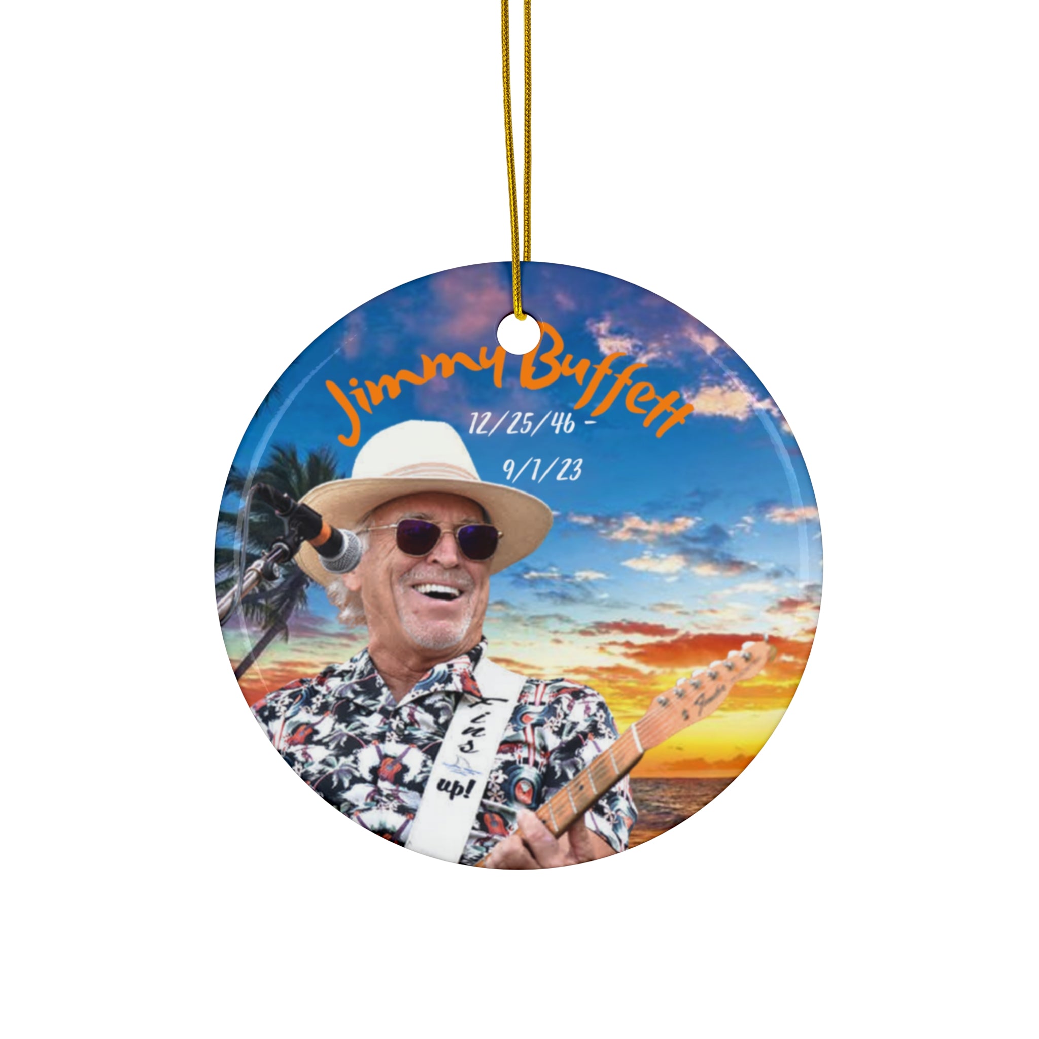 Jimmy Buffett Comemorative Pendant Ornament, Sunset Jimmy Buffett Christmas Ornament