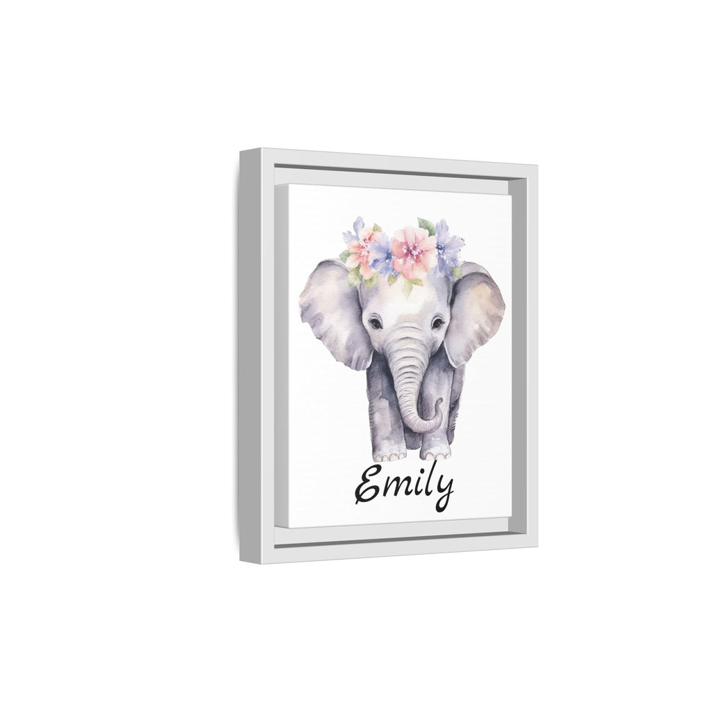 Personalized Baby Elephant Decor, Framed Picture Print, Gender Neutral Safari Animal Theme Gift, Matte Poster