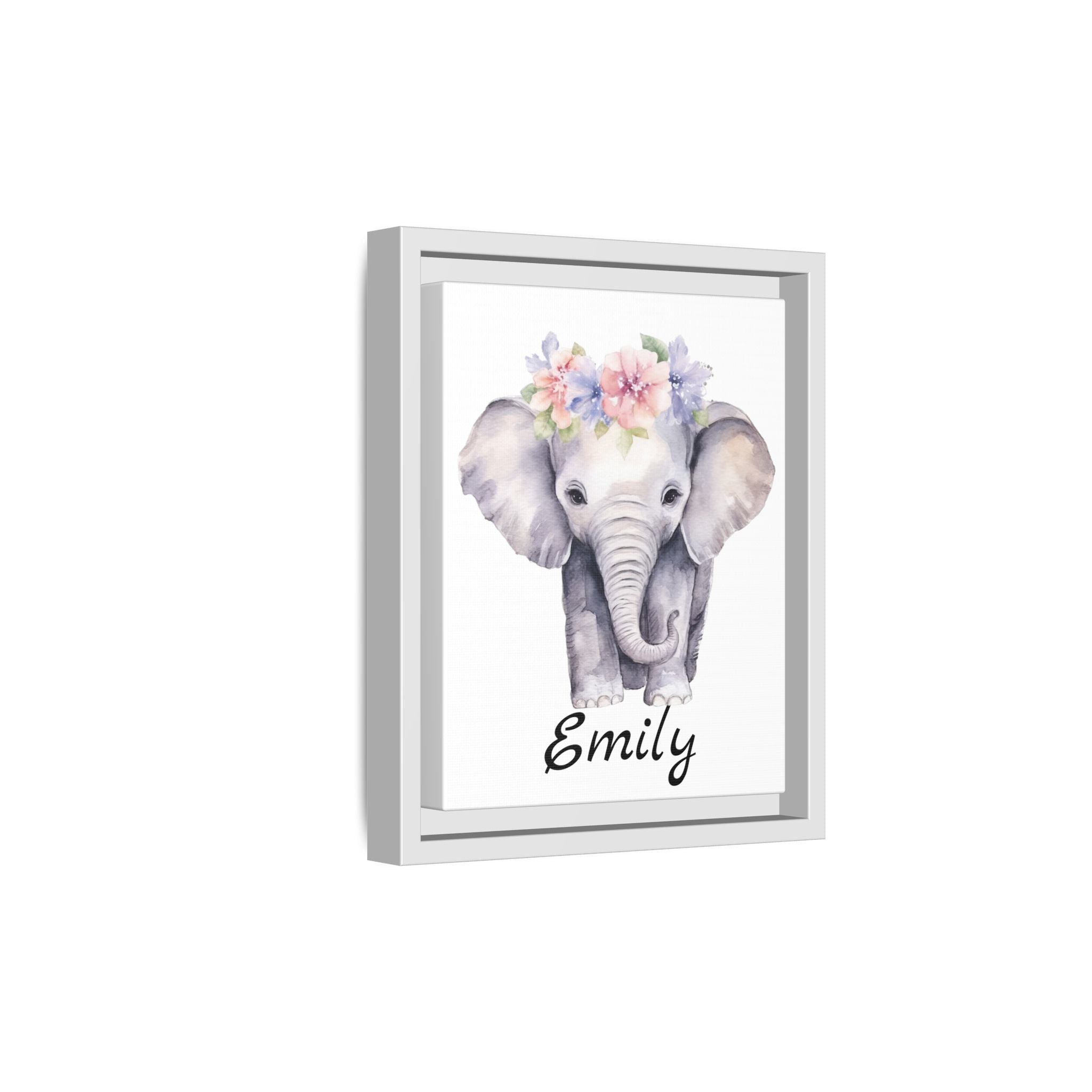 Personalized Baby Elephant Decor, Framed Picture Print, Gender Neutral Safari Animal Theme Gift, Matte Poster